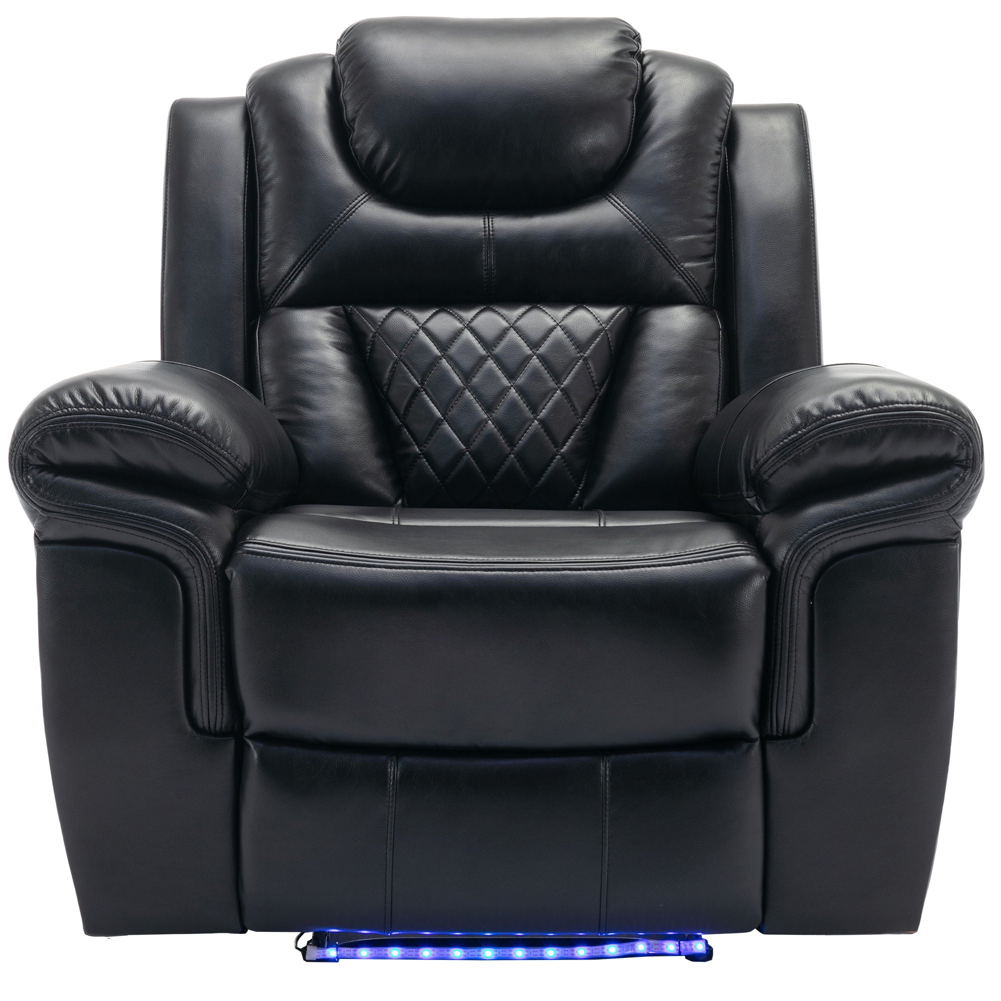 3 Pieces Recliner Sofa Sets Home Theater Seating Manual Recliner Chair With Center Console And LED Light Strip For Living Room