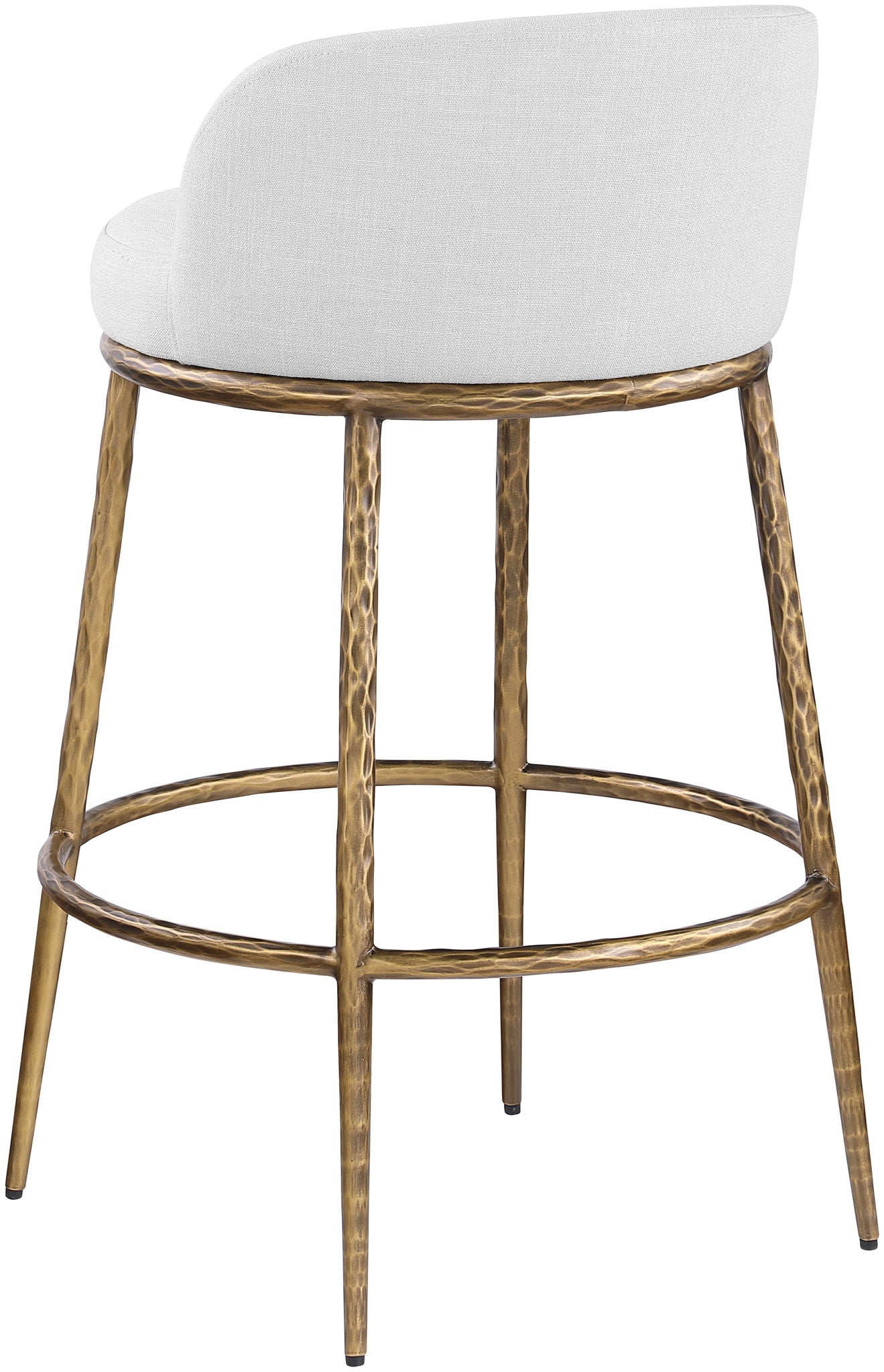 Ferro - Performance Fabric Upholstered Bar Stool - Antique Brass