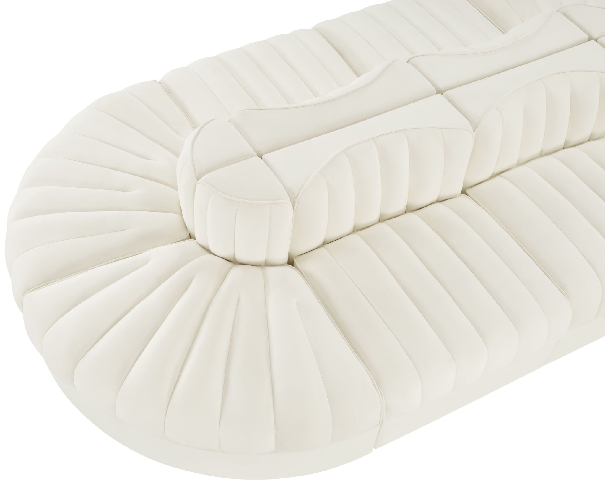 Rummi - Oval Velvet Performance Fabric Upholstered 8 Piece Modular Sectional