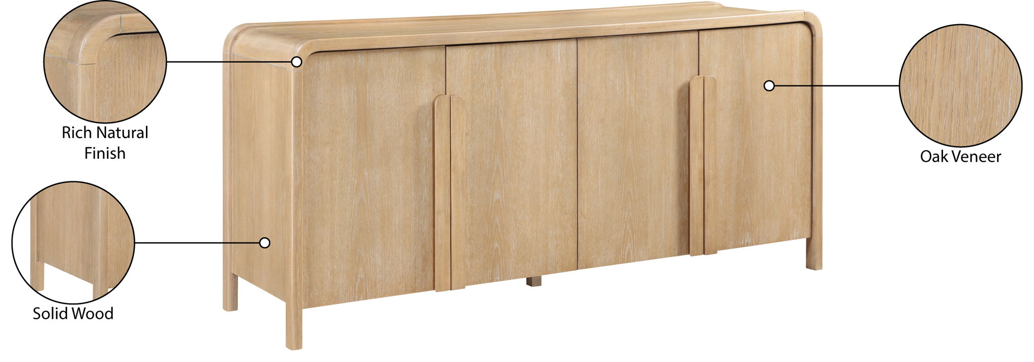 Harmony - Oak Veneer And Solid Wood Sideboard/Buffet