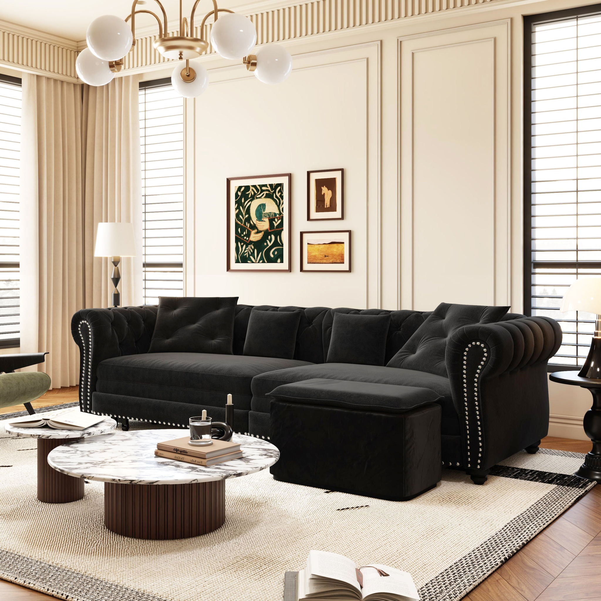 3 In 1 Convertible Sleeper Sofa Bed With Movable Ottoman