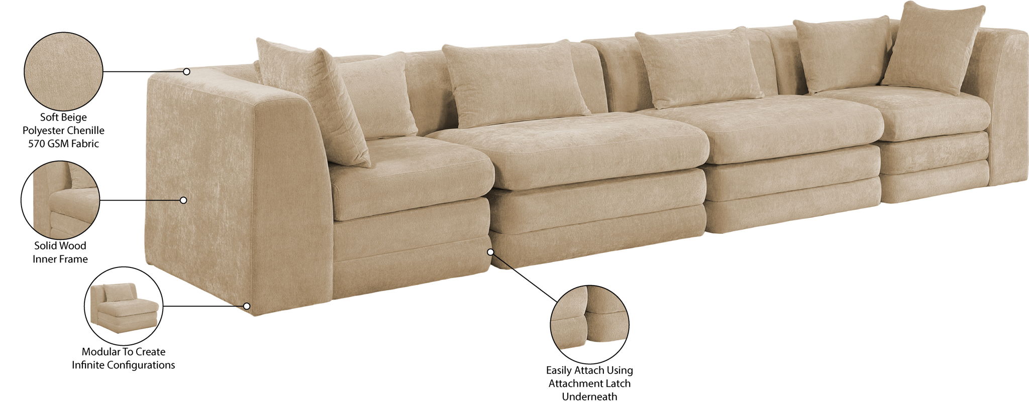 Stellar - 4 Piece Upholstered Modular Sectional