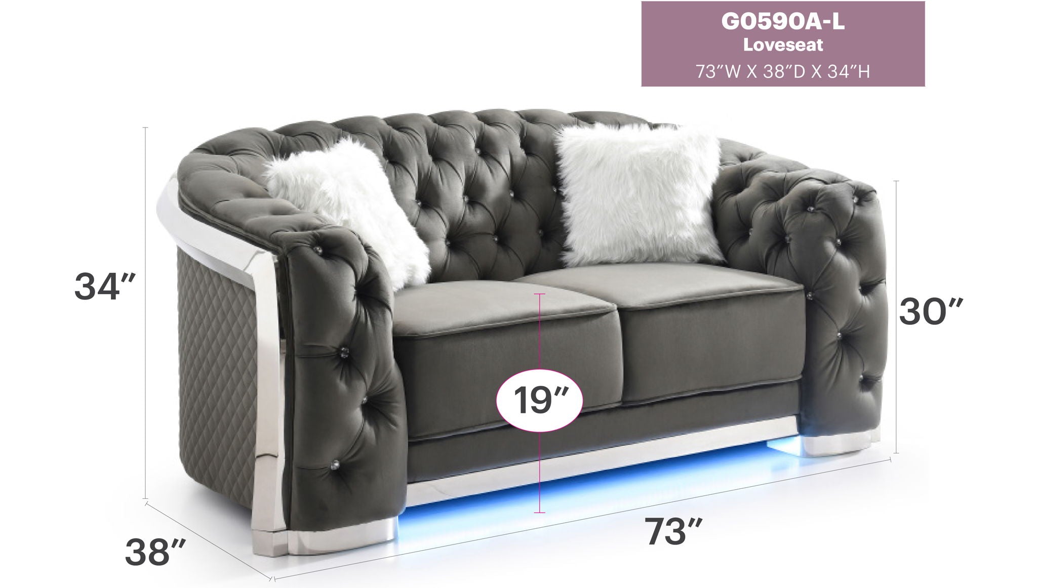 Loveseat With Flared Arms