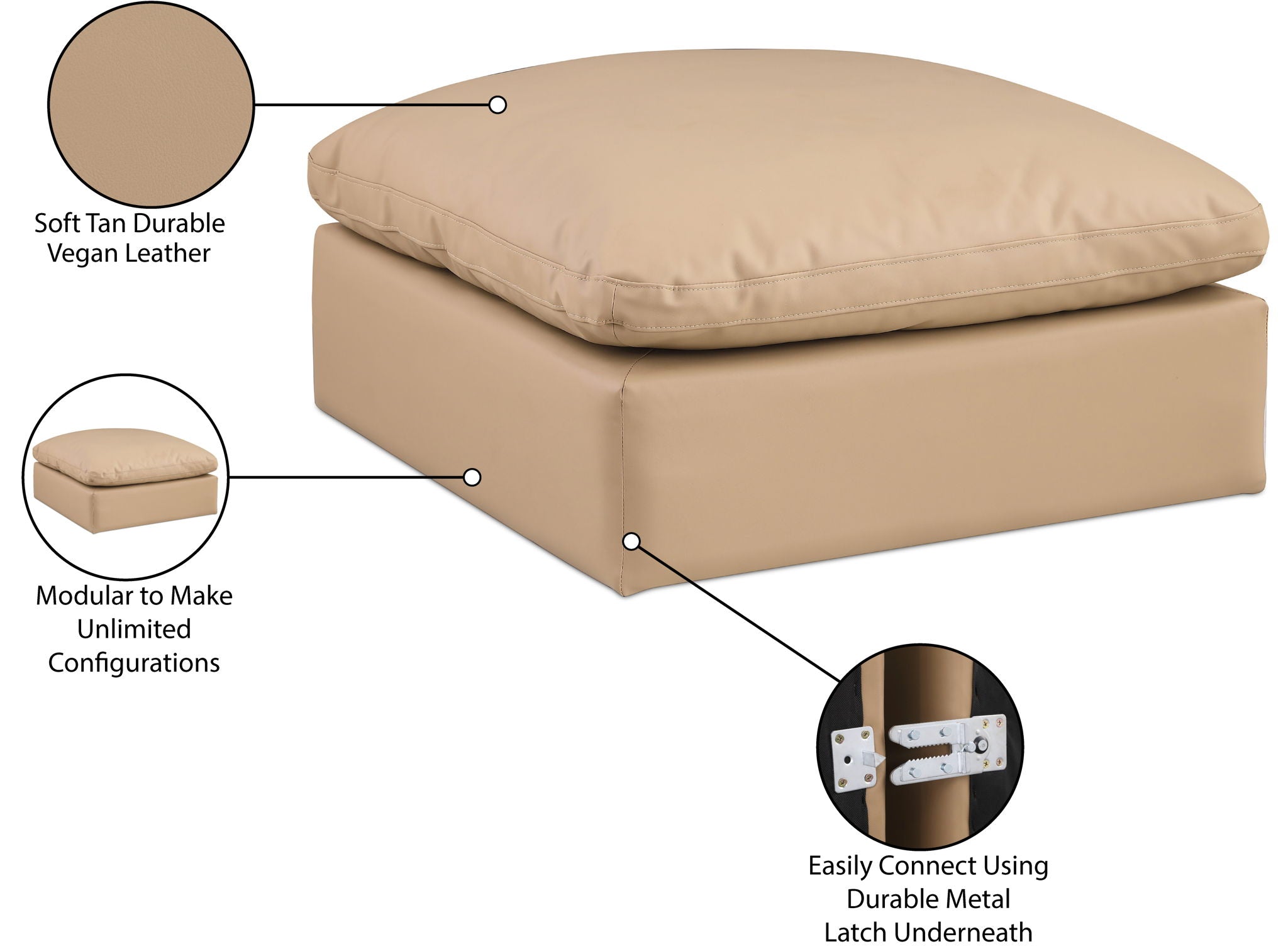 Comfy - Faux Leather Ottoman - Tan