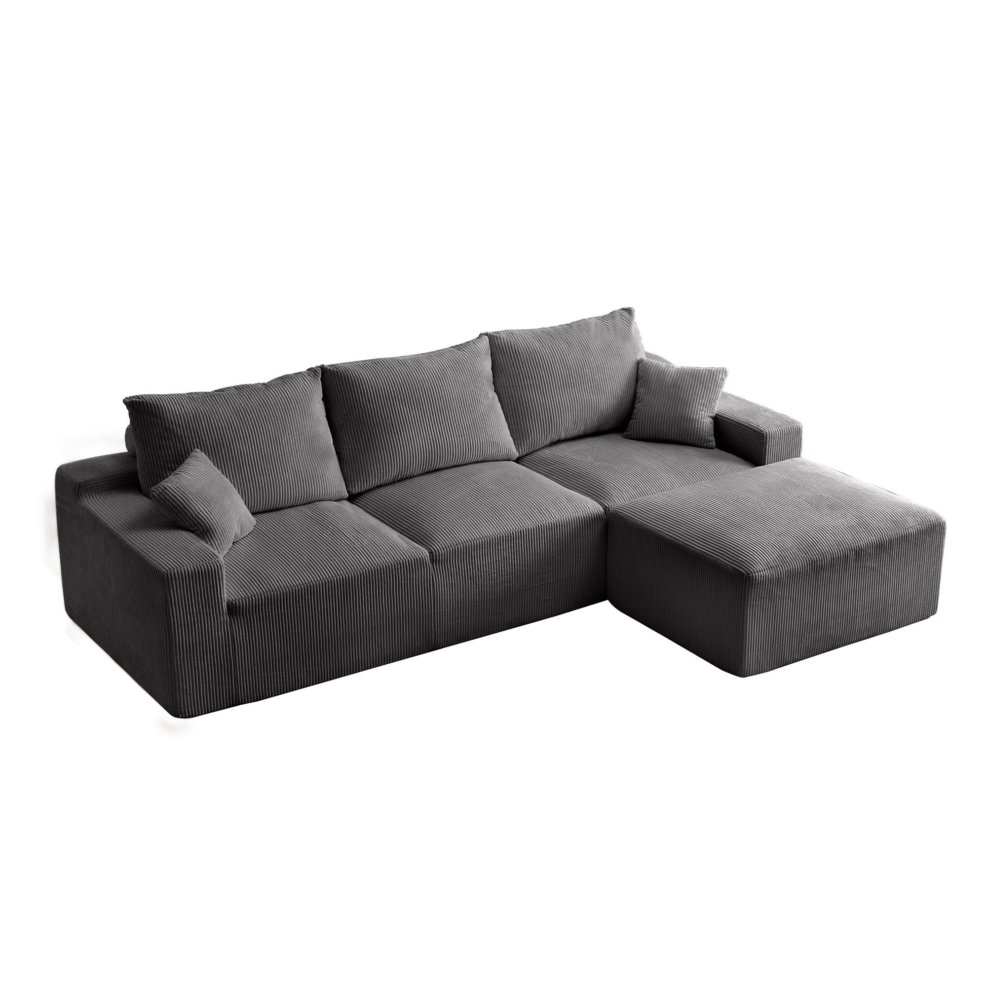 L Shaped Sectional Sofa, Full Compression 3 Seater Cloud Couch With Chaise