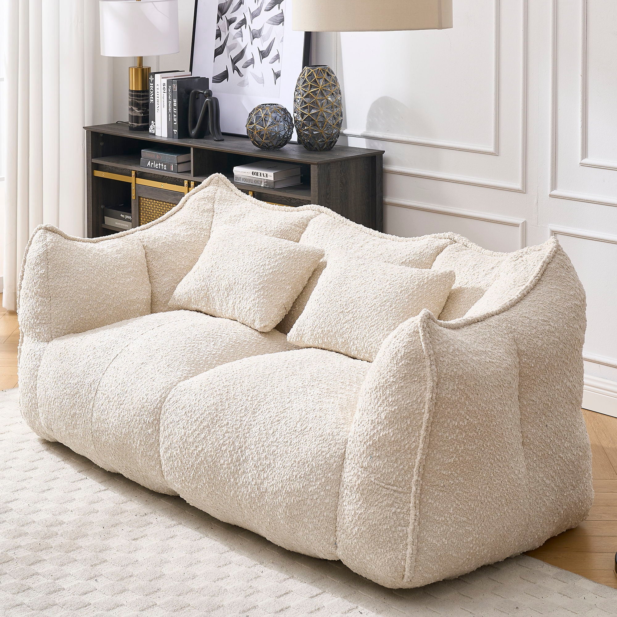 Comfortable Dual Beanbag Chair With High Resilience Foam Core For 2 People