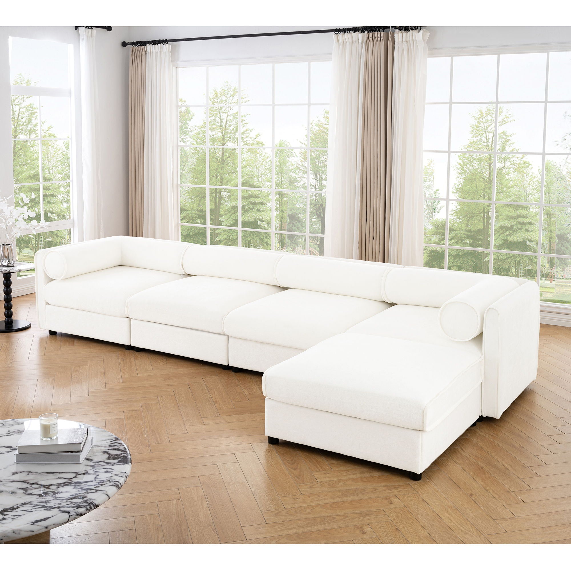 Contemporary Elegant Sofa With Storage And Ottoman