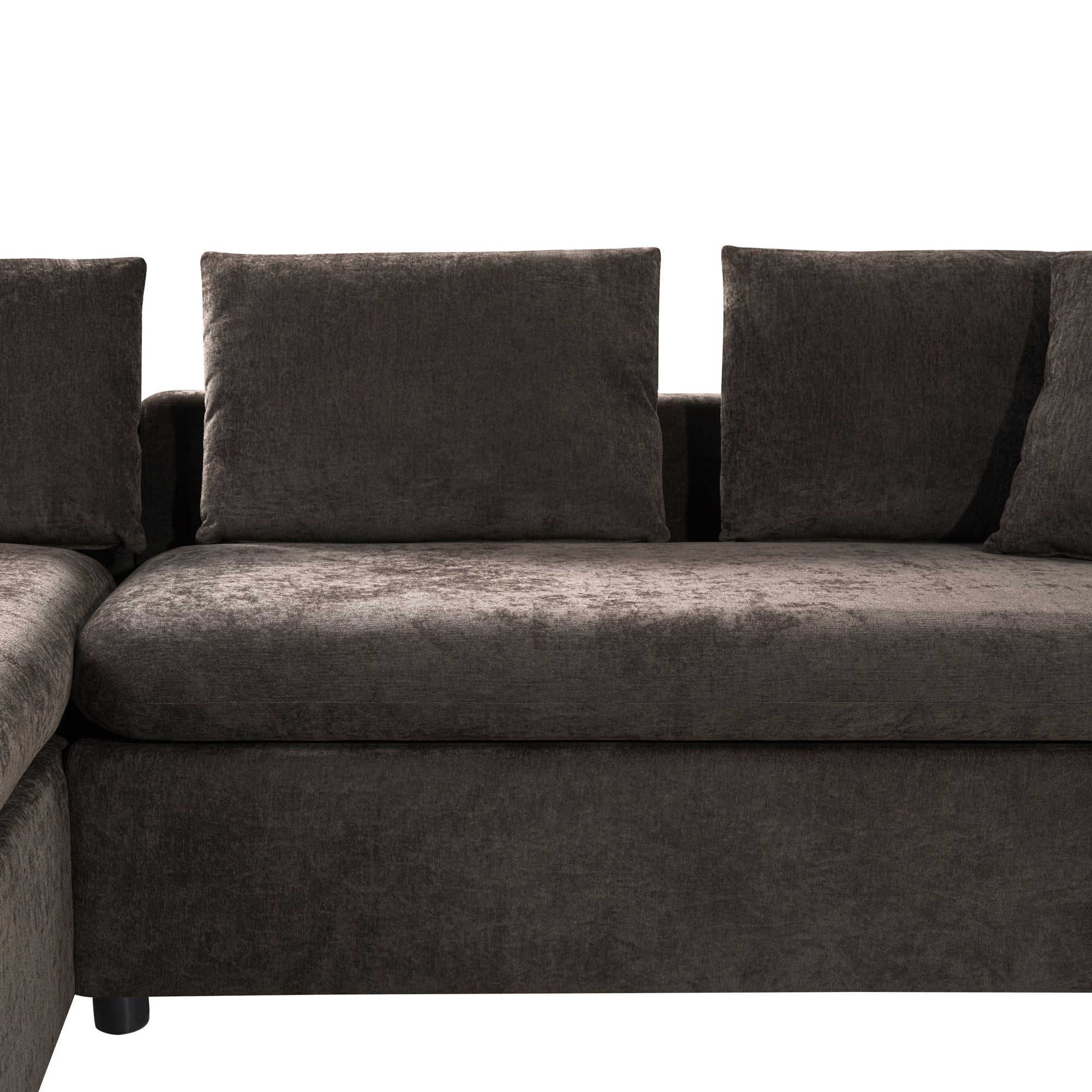 Modern L Shaped Sectional Sofa With Upholstery And Wooden Storage
