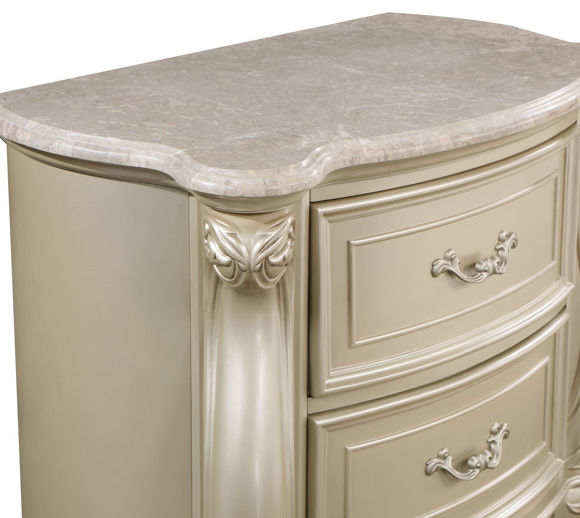Monique - Nightstand With Marble Top - Champagne