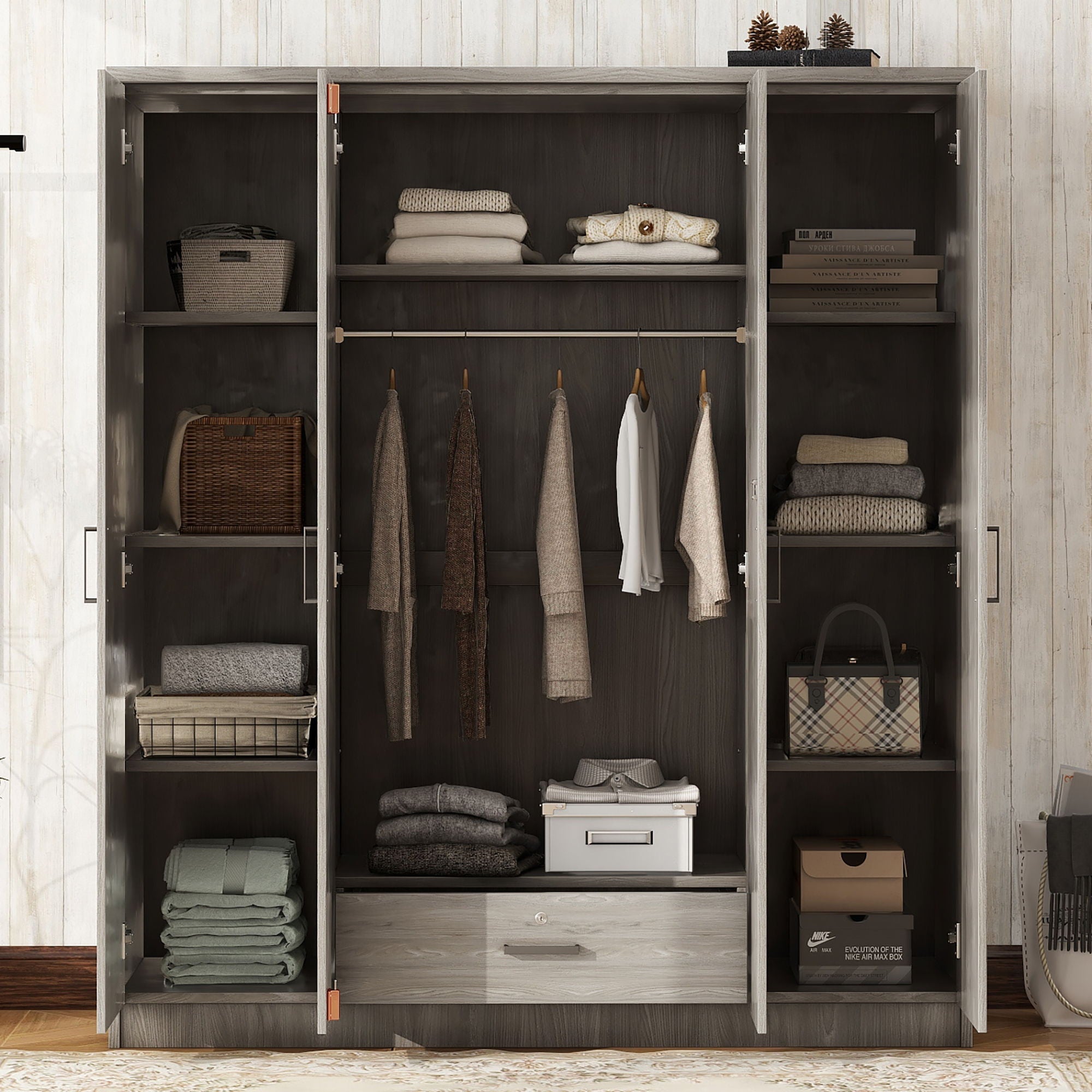 4 Door Wardrobe With 1 Drawer