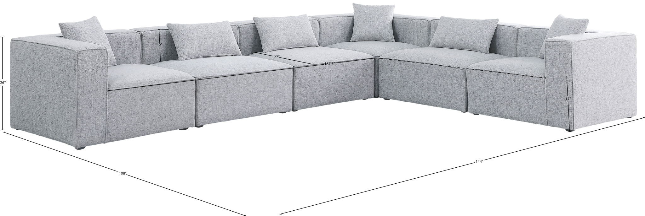 Cube - Linen 6 Piece Modular Corner Sectional