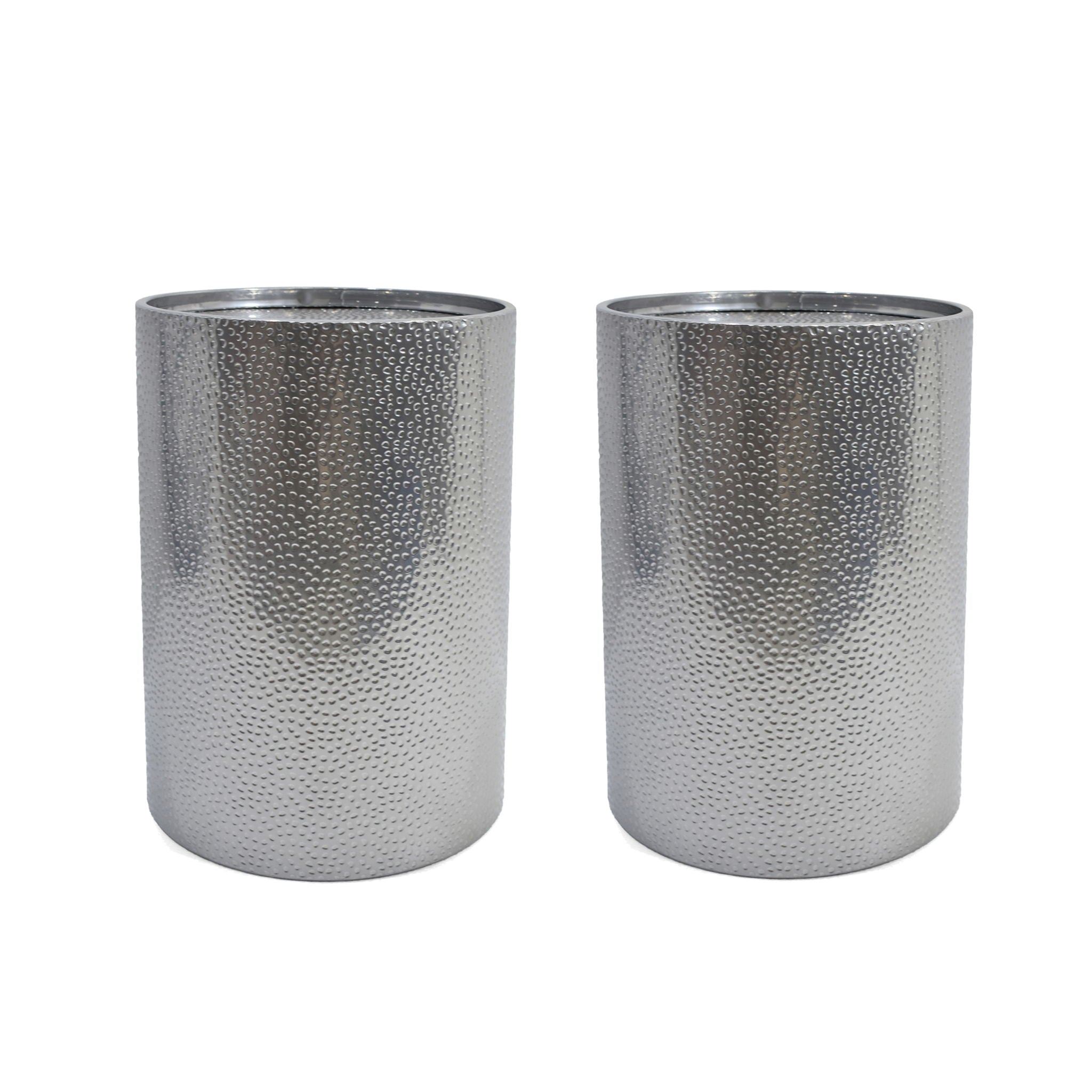 Modern Round Accent Table With Hammered Surface