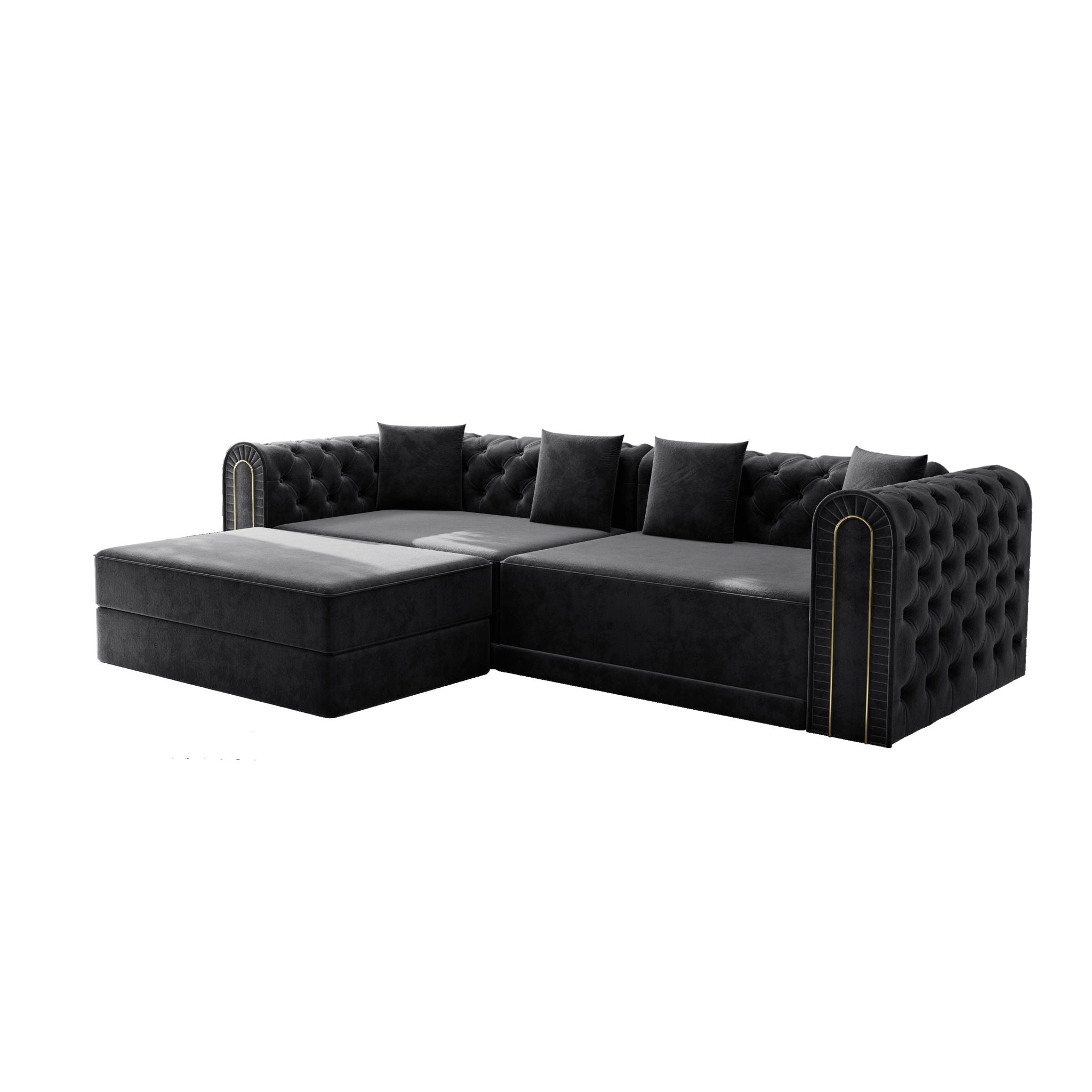 3-In-1 Convertible Sleeper Sofa With Movable Ottoman For Living Room