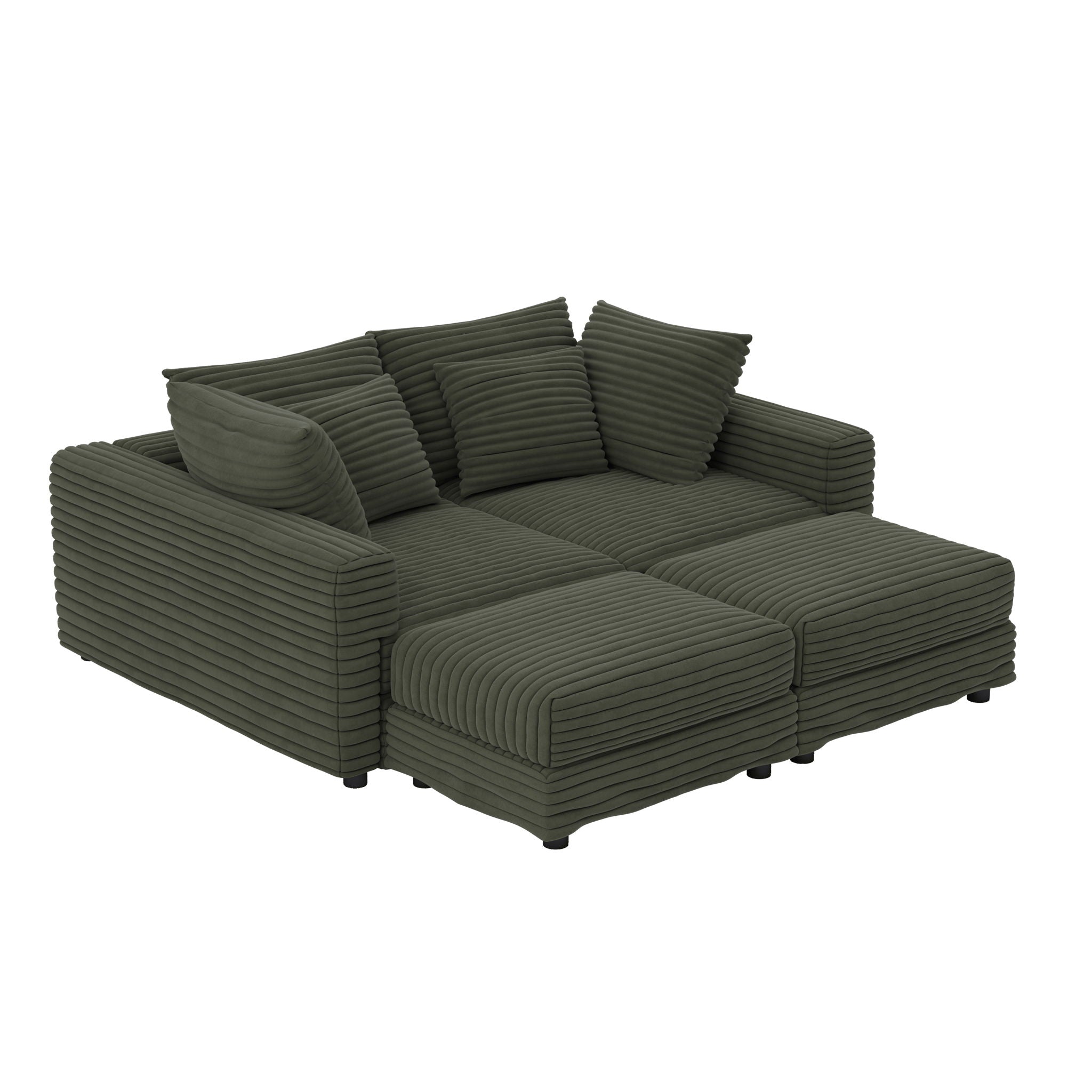 Convertible Deep Seat Sofa With Soft Pillows And Ottomans