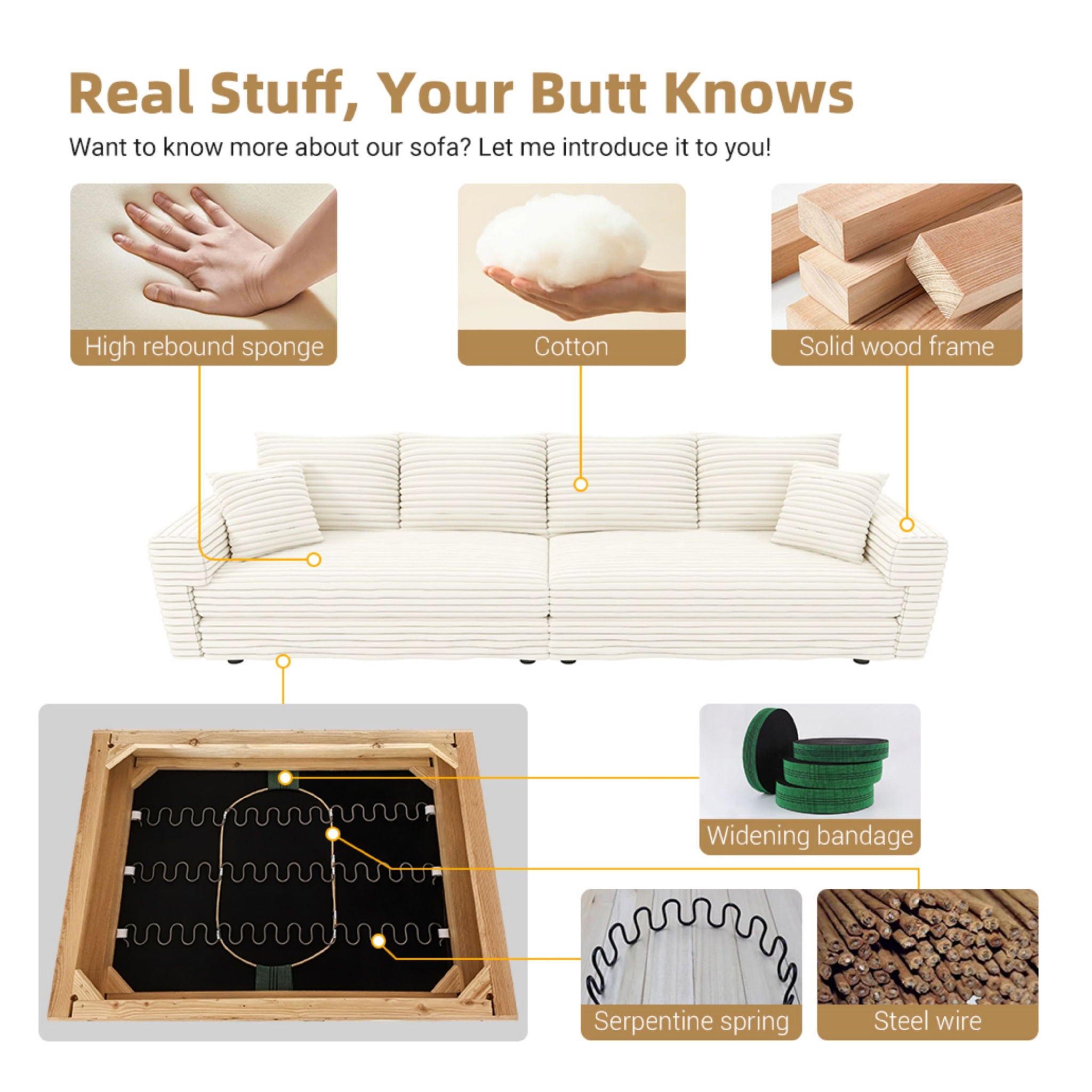 Deep Seat Convertible Sofa With Soft Pillows And Ottomans