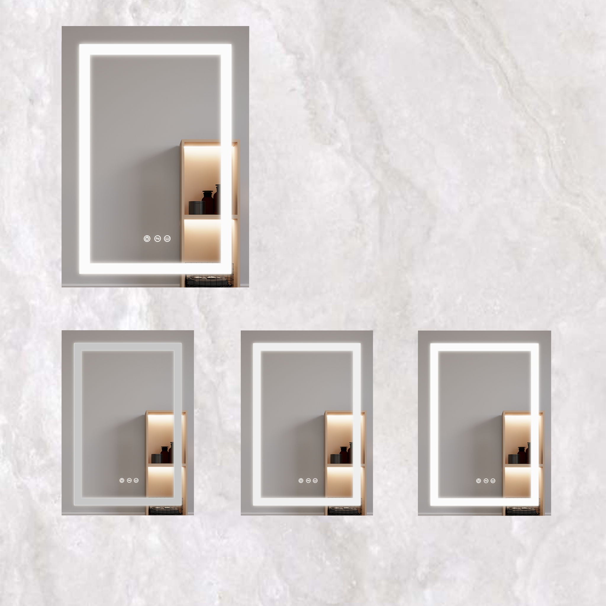 Bathroom Medicine Cabinet With LED Mirror, Anti-Fog, Waterproof, 3000K~6000K Single Door Lighted Bathroom Cabinet With Touch Swich