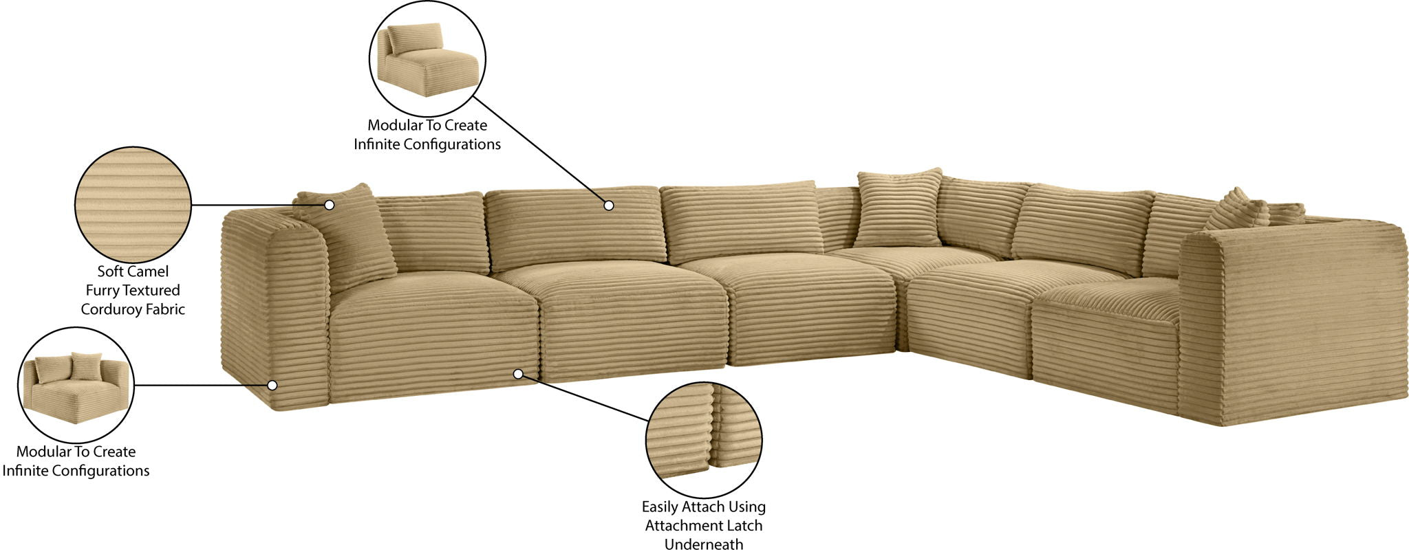 Shaggy - 6 Piece Modular Corner Sectional