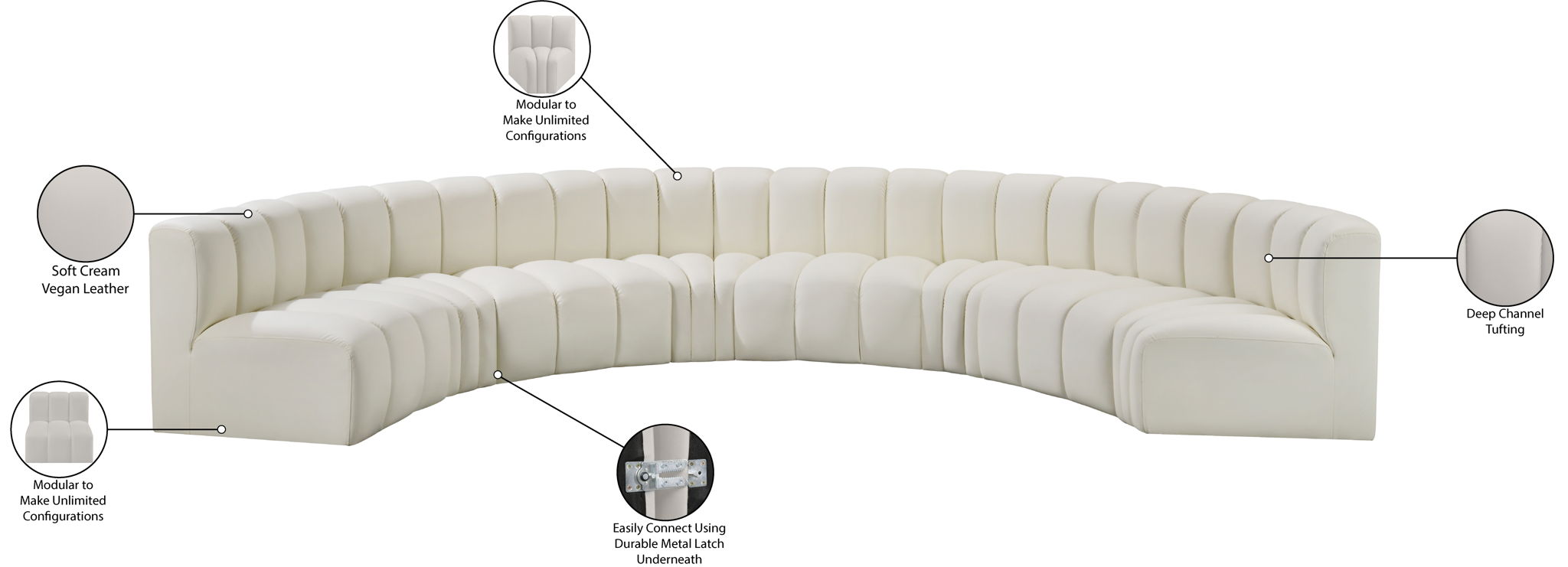 Arc - Faux Leather 8 Piece U-Shaped Modular Sofa