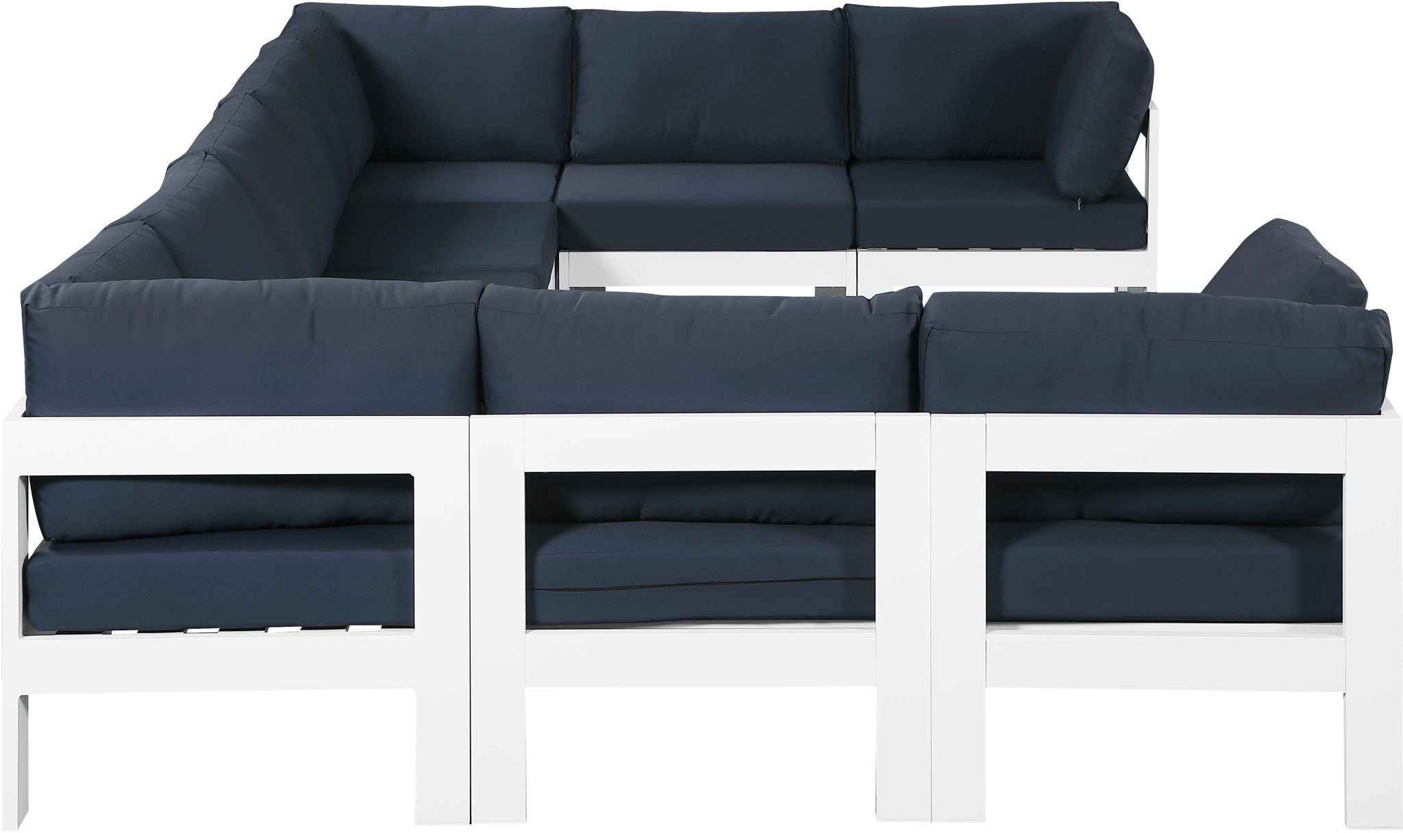 Nizuc - Outdoor Patio 9 Piece Modular Sectional With White Frame