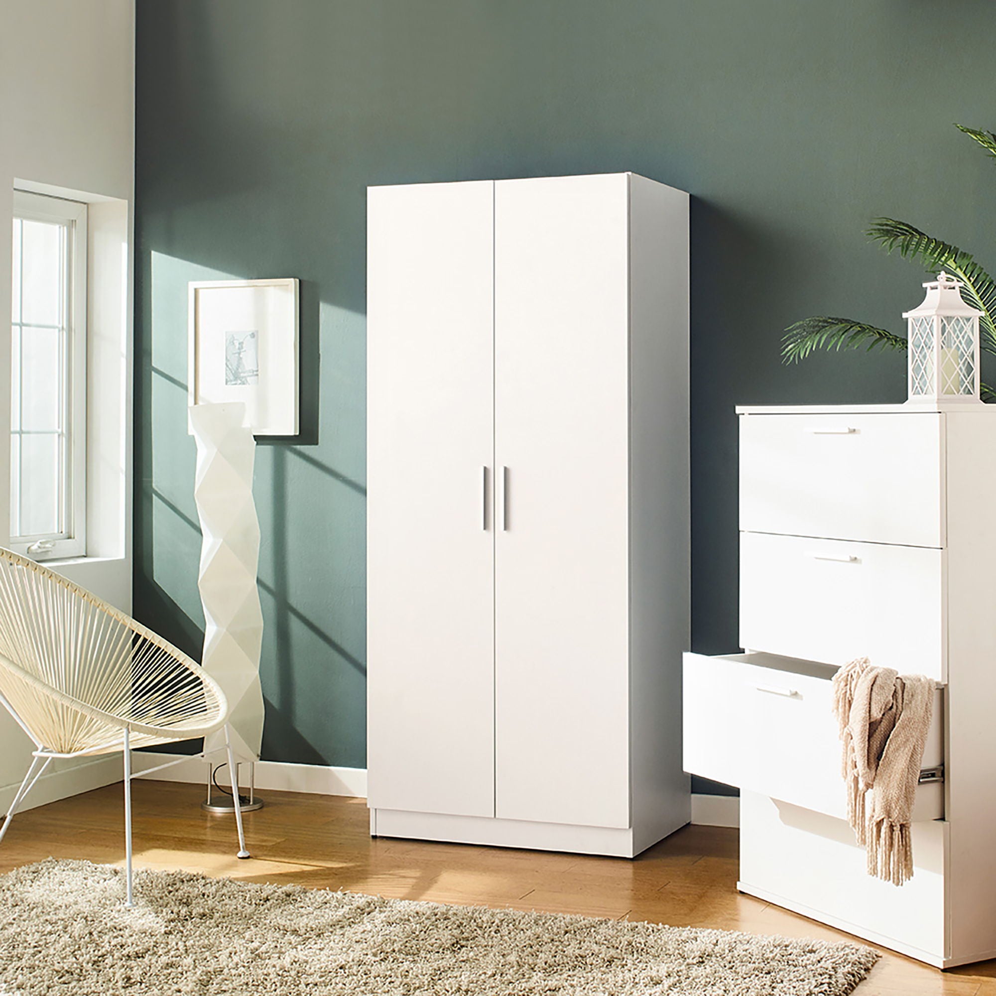 Viviane - Closet With Hanging Bars And 5 Shelves - White