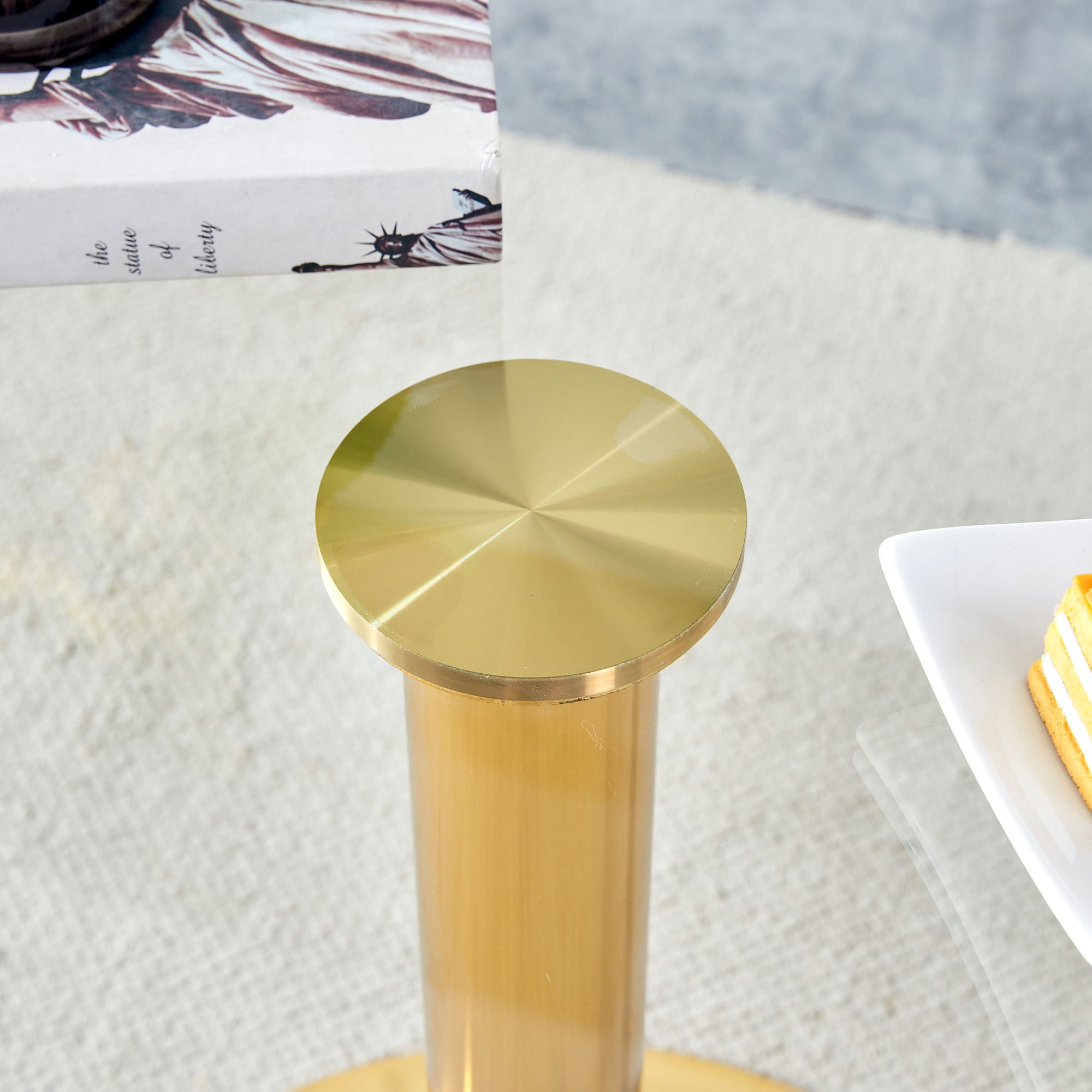 Modern Minimalist Round Dining Table With Glass Top