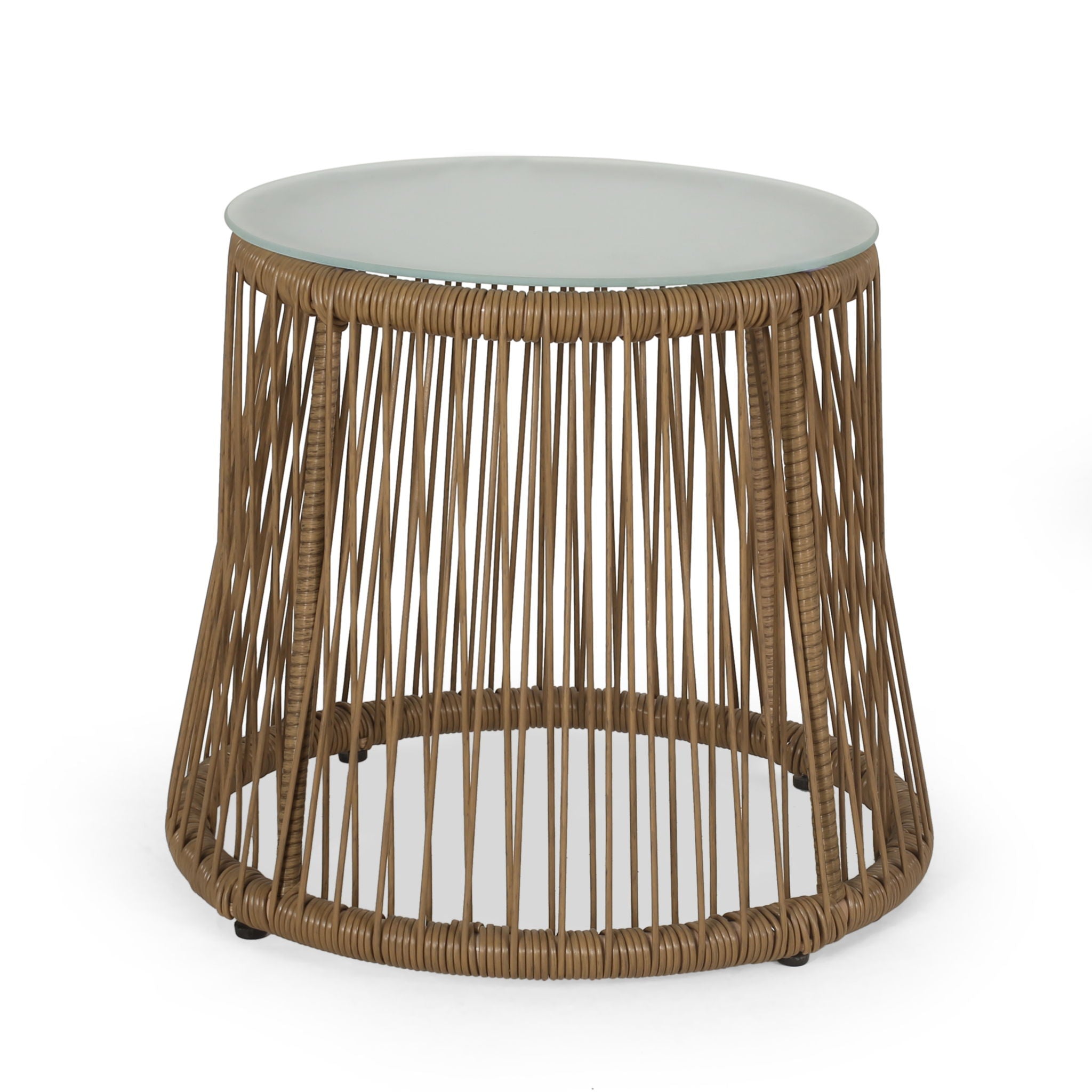 Conversation Set With Tempered Glass Table Top - Light Brown