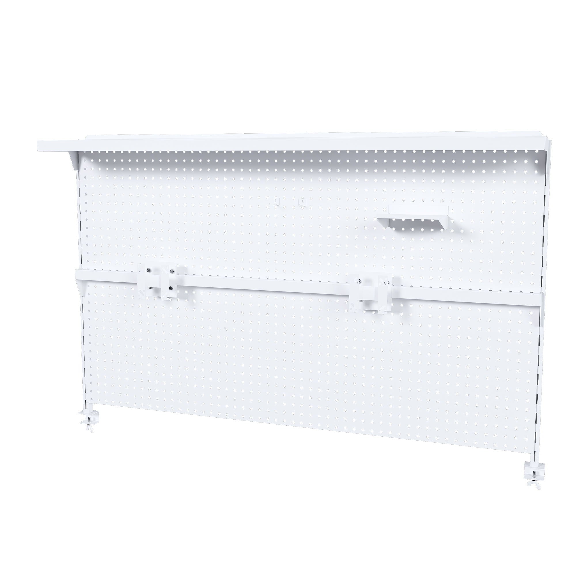 Clamp On Desk Pegboard With Single Monitor Stand