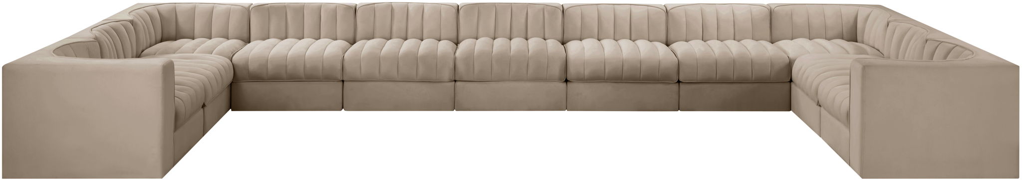 Rummi - Velvet Performance Fabric Upholstered 11 Piece Modular Sectional