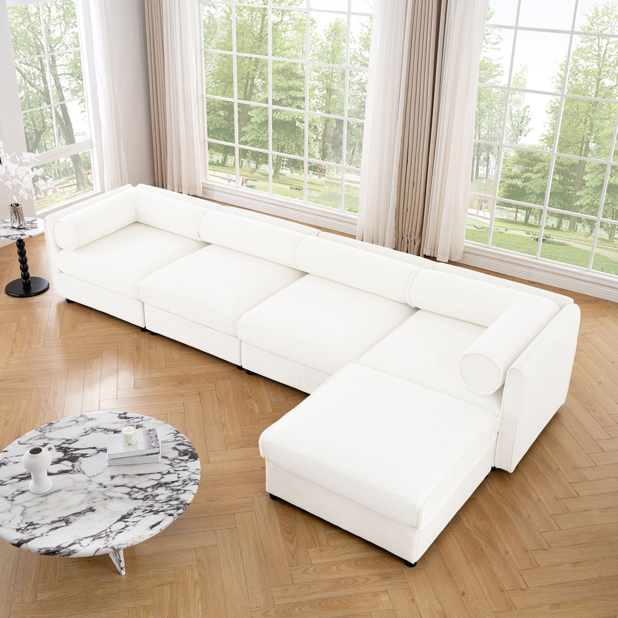 Contemporary Elegant Sofa With Storage And Ottoman