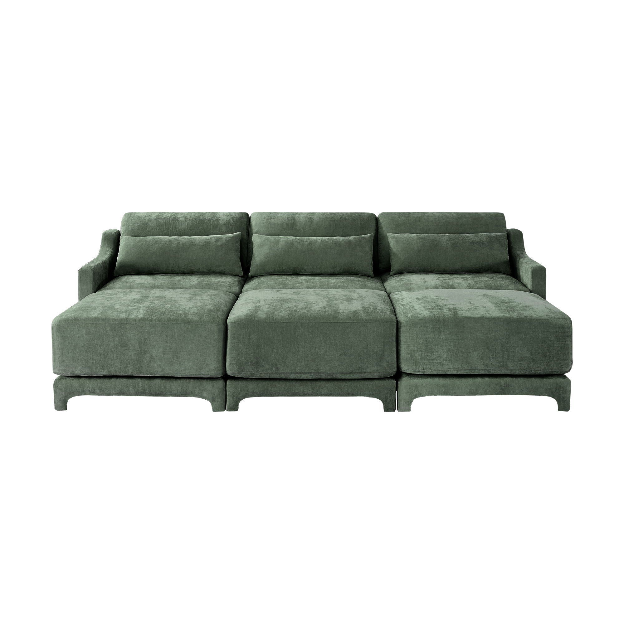 Stylish Sofa With Ottoman And Lumbar Pillows, Ergonomic Design