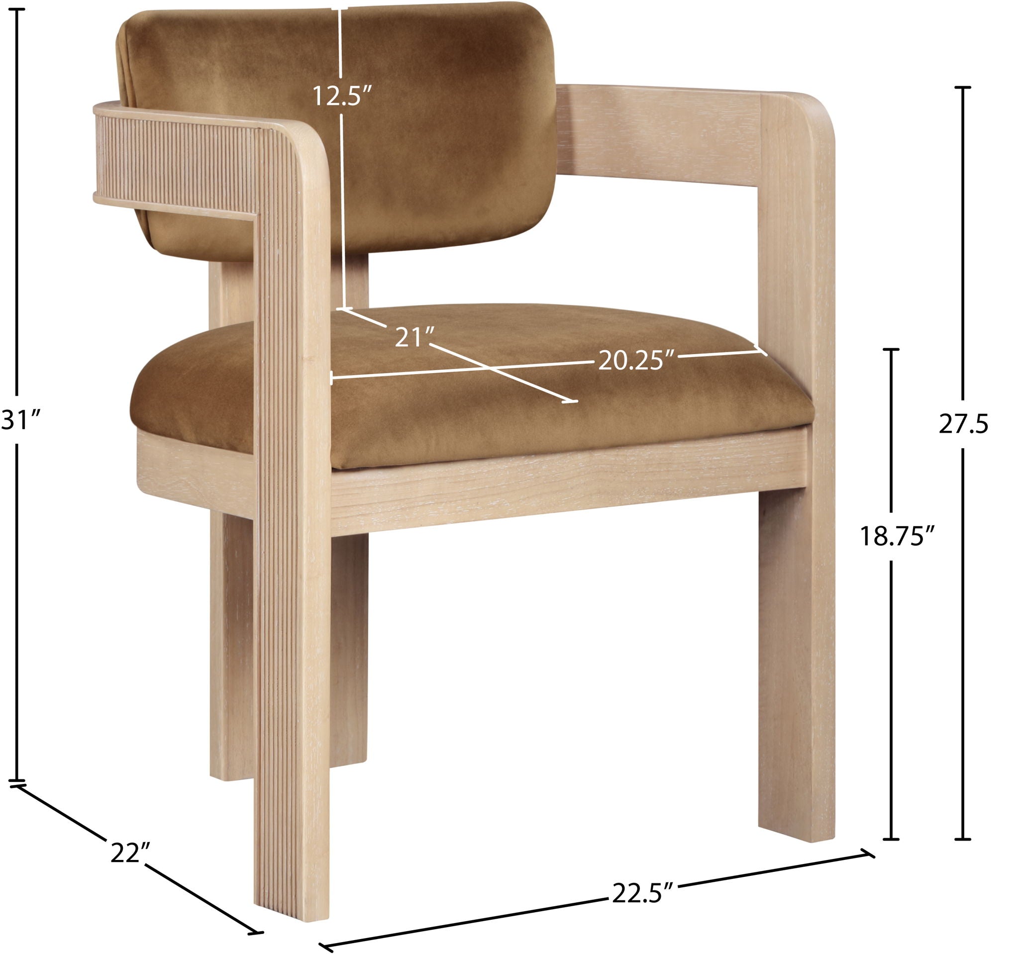 Sacha - Velvet Dining Chair With Natural Base (Set of 2) - Saddle