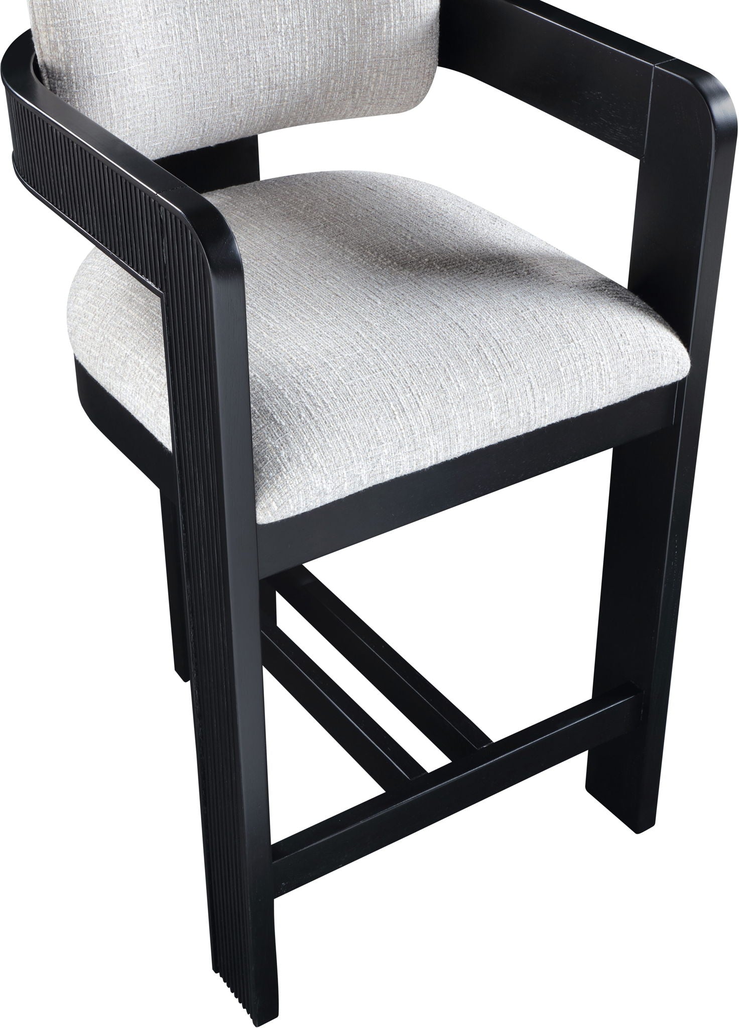 Sacha - Linen Stool With Black Base