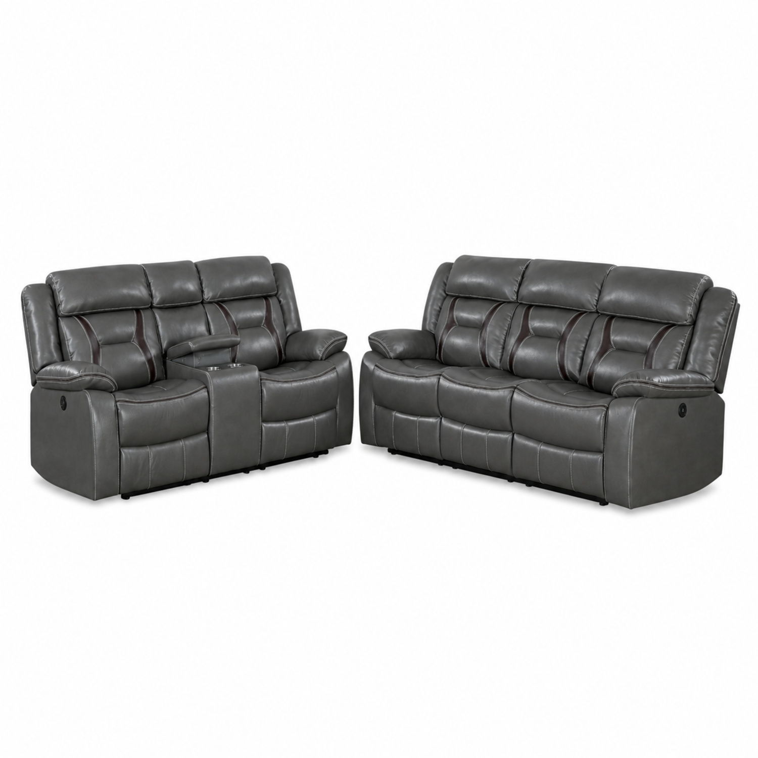 Living Room Set With Pillow Armrest And Tufted Backrest