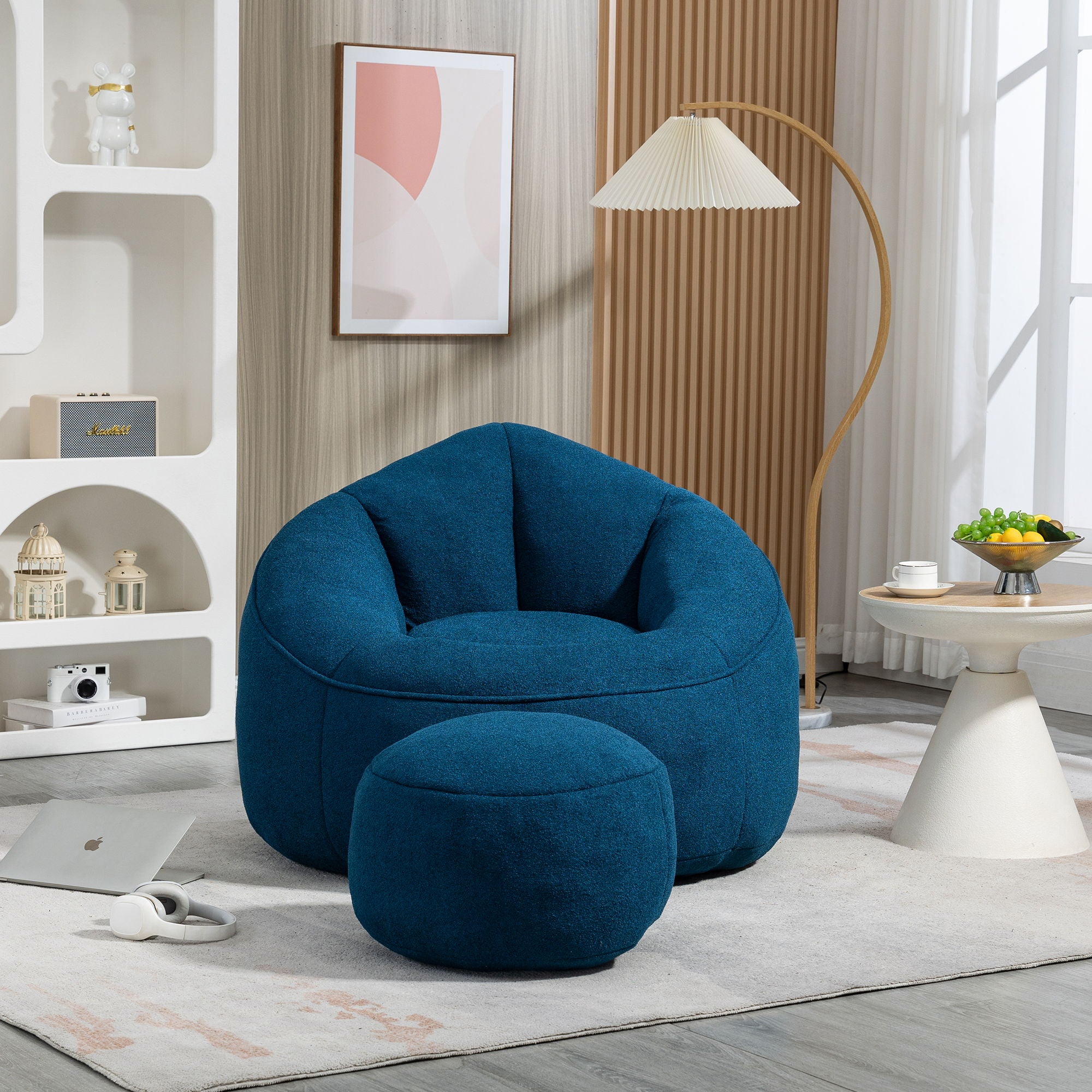 Bedding Bean Bag Sofa Chair High Pressure Foam With Footrest