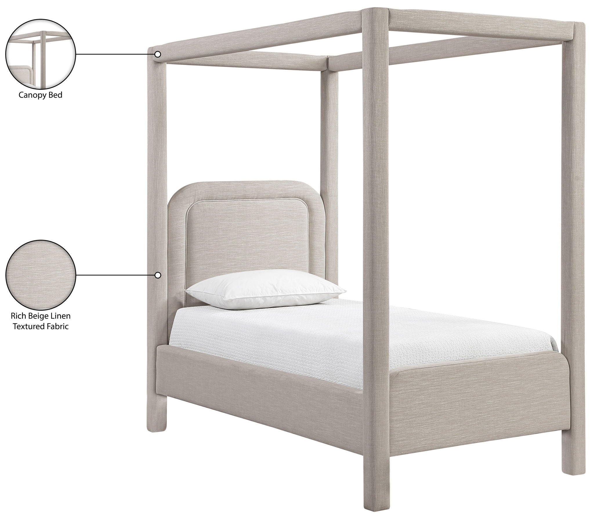 Salina - Linen Textured Fabric Upholstered Bed