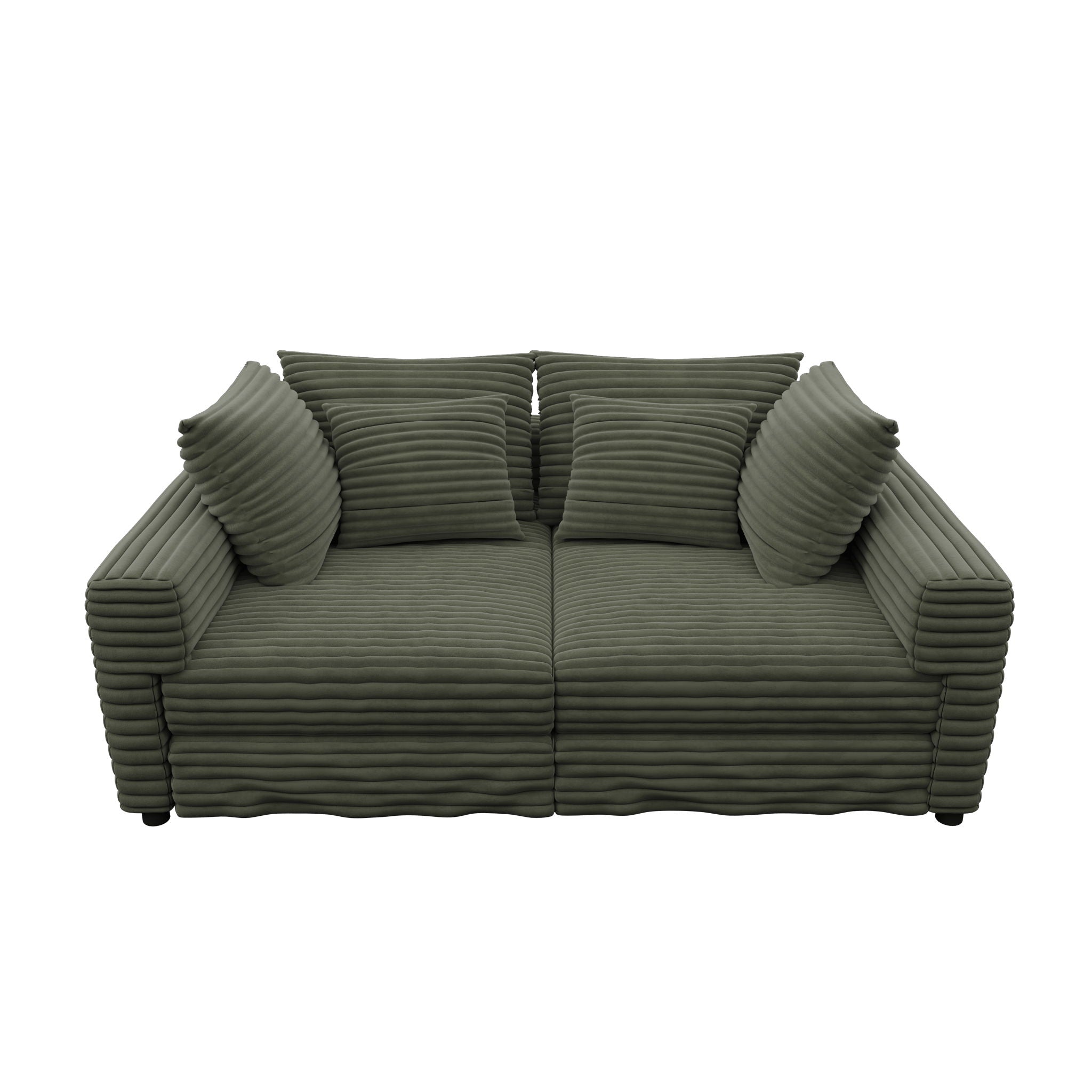Convertible Deep Seat Sofa With Soft Pillows And Ottomans