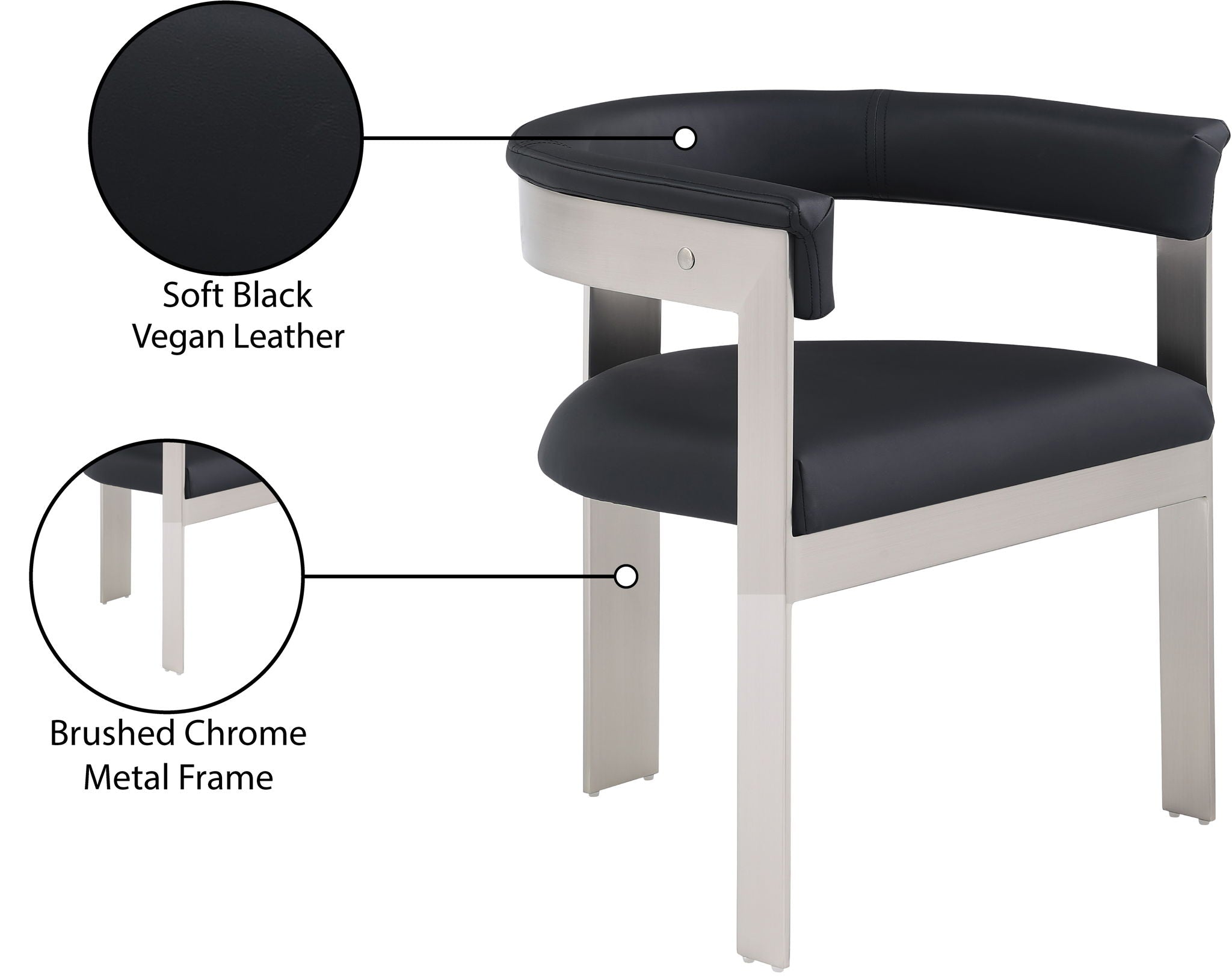 Romeo - Faux Leather Dining Chair With Silver Base (Set of 2)