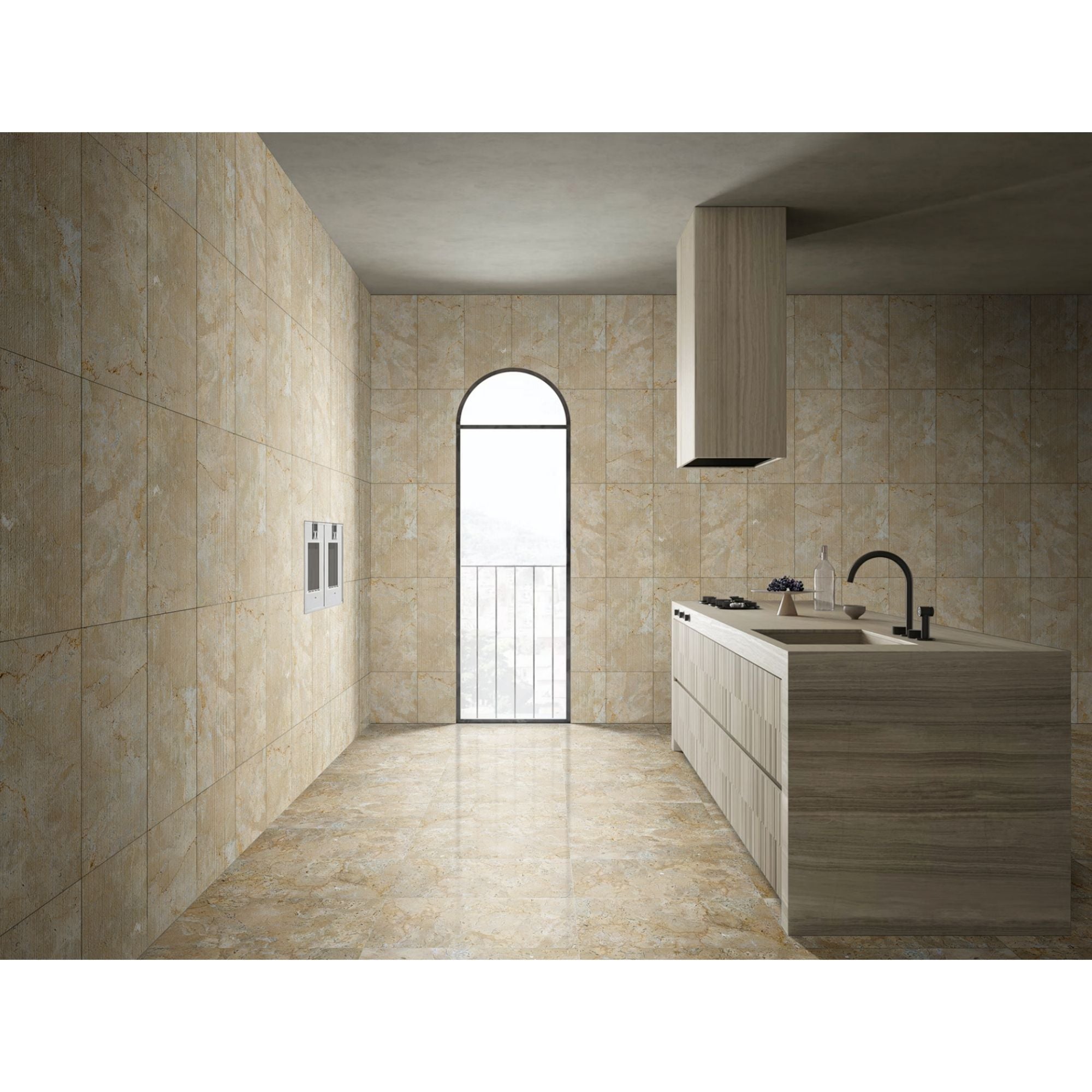 Marble For Floor And Wall Polished Marble Tile Stone (Set of 4) - Beige / Gold