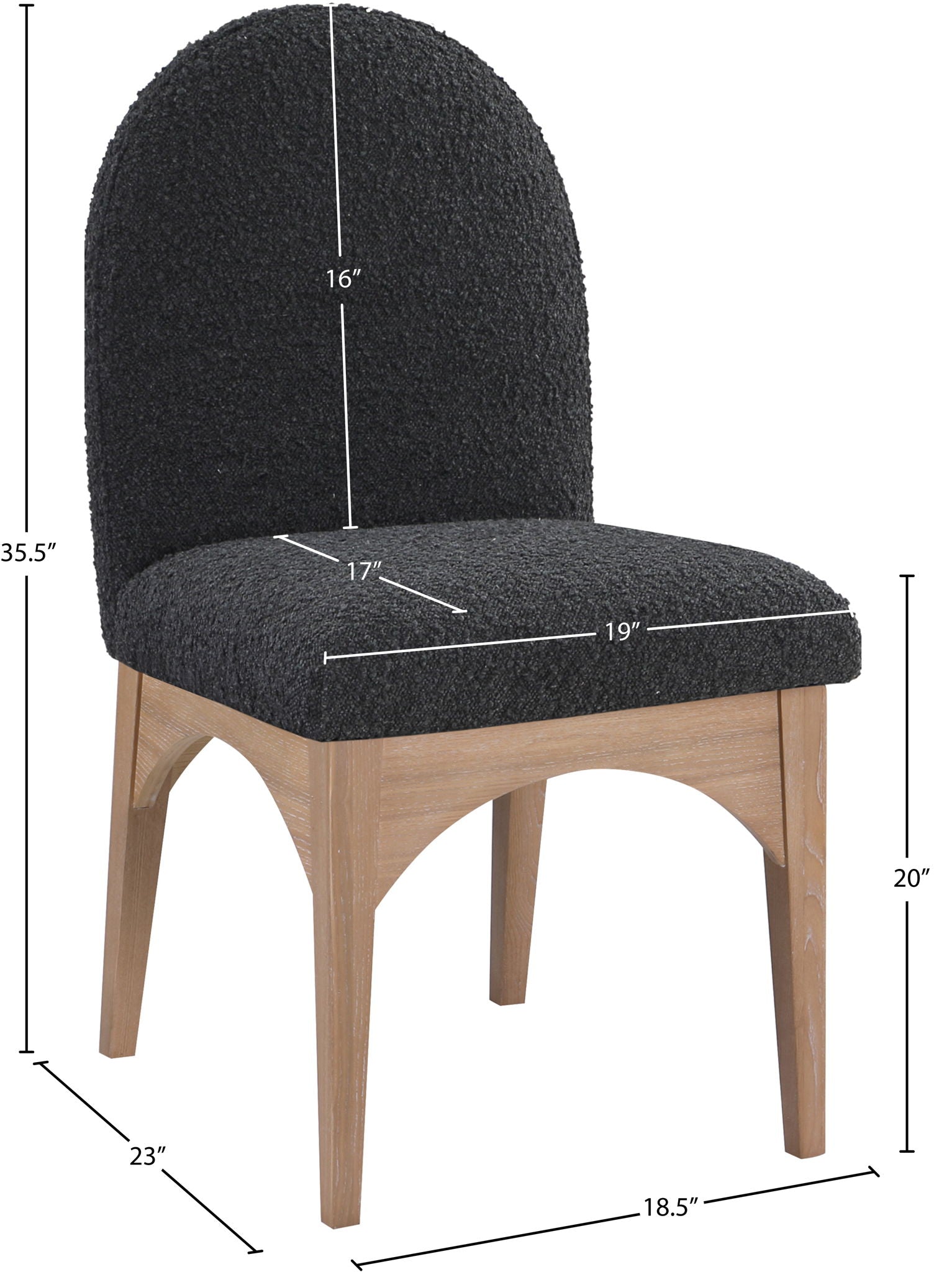 Waldorf - Boucle Dining Side Chair With Natural Legs