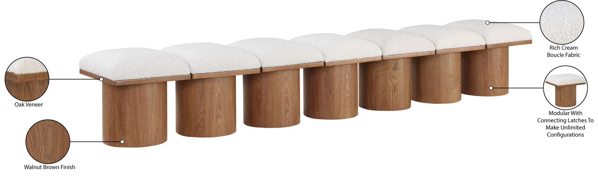 Pavilion - 7 Piece Modular Bench With Brown Base