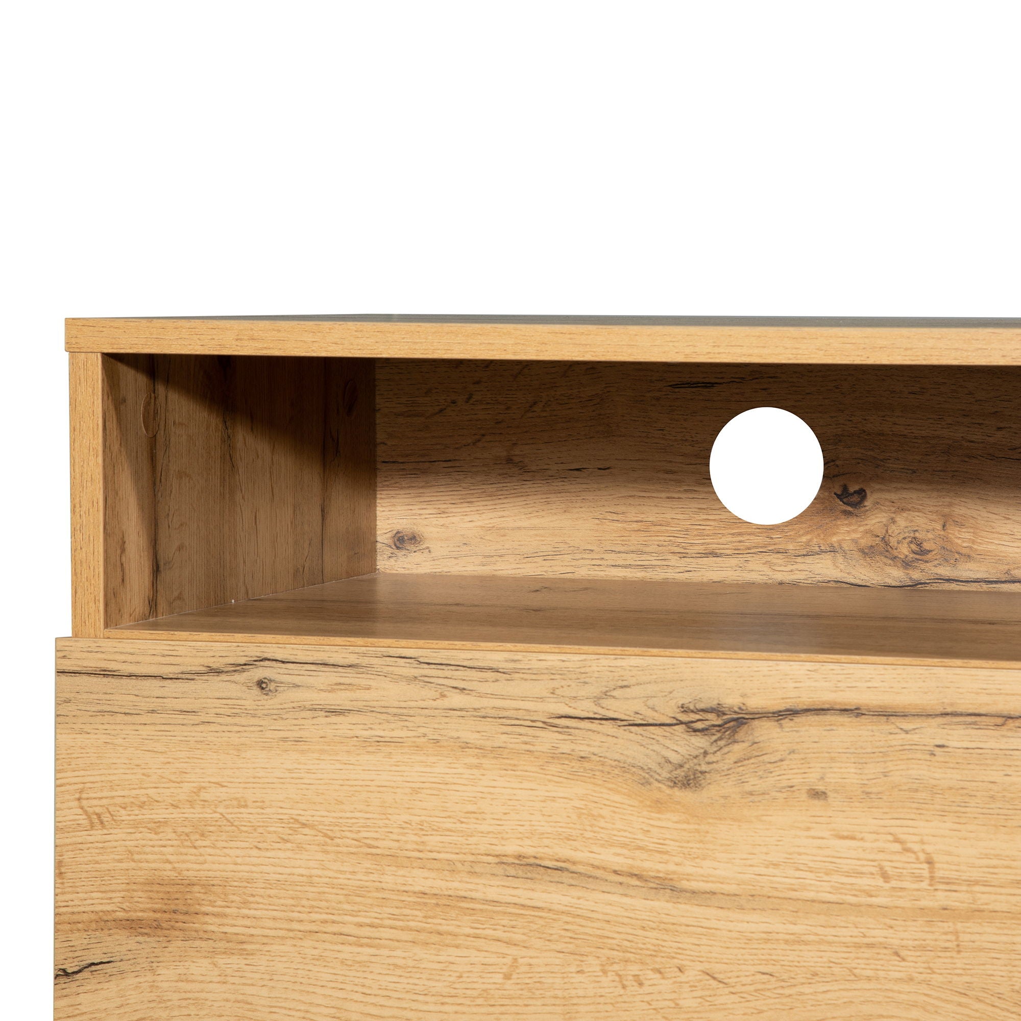TV Stand For 80'' TV With Double Storage Space, Media Console Table With Drop Down Door