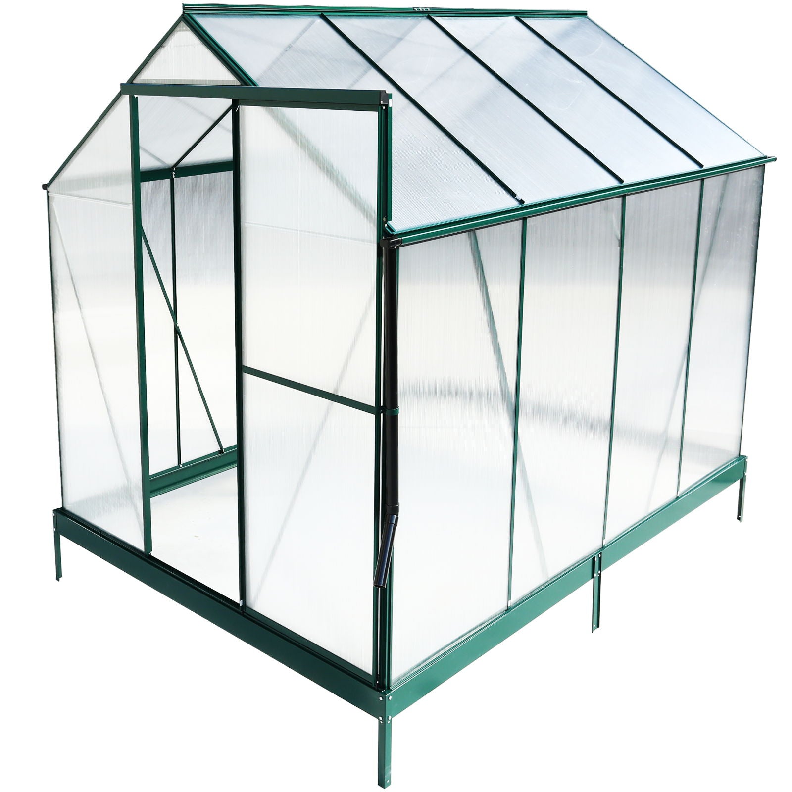 Polycarbonate house, Heavy Duty Outdoor Aluminum Walk-In House Kit With Rain Gutter, Vent And Door For Backyard Garden