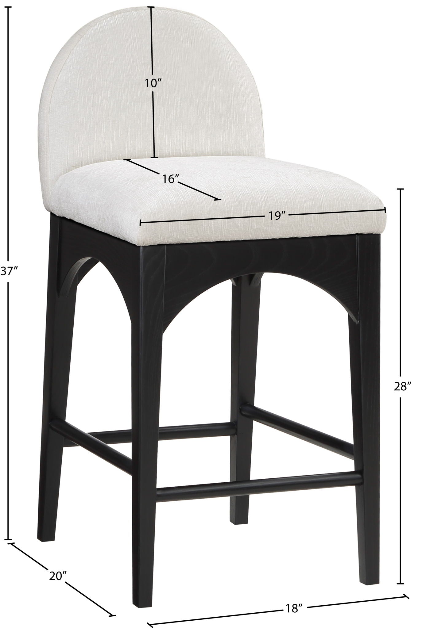 Waldorf - Chenille Stool With Black Legs