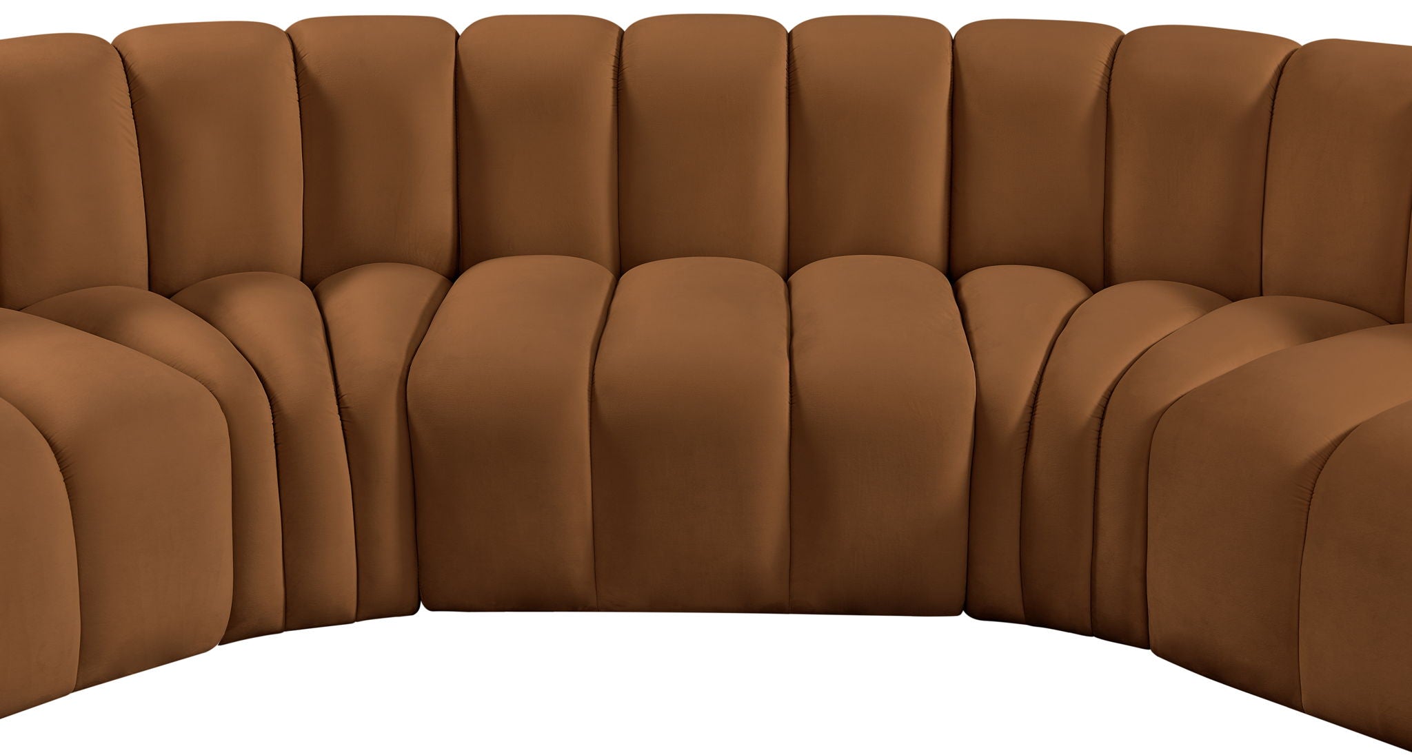 Arc - Velvet 8 Piece Curved Modular Sofa - Saddle