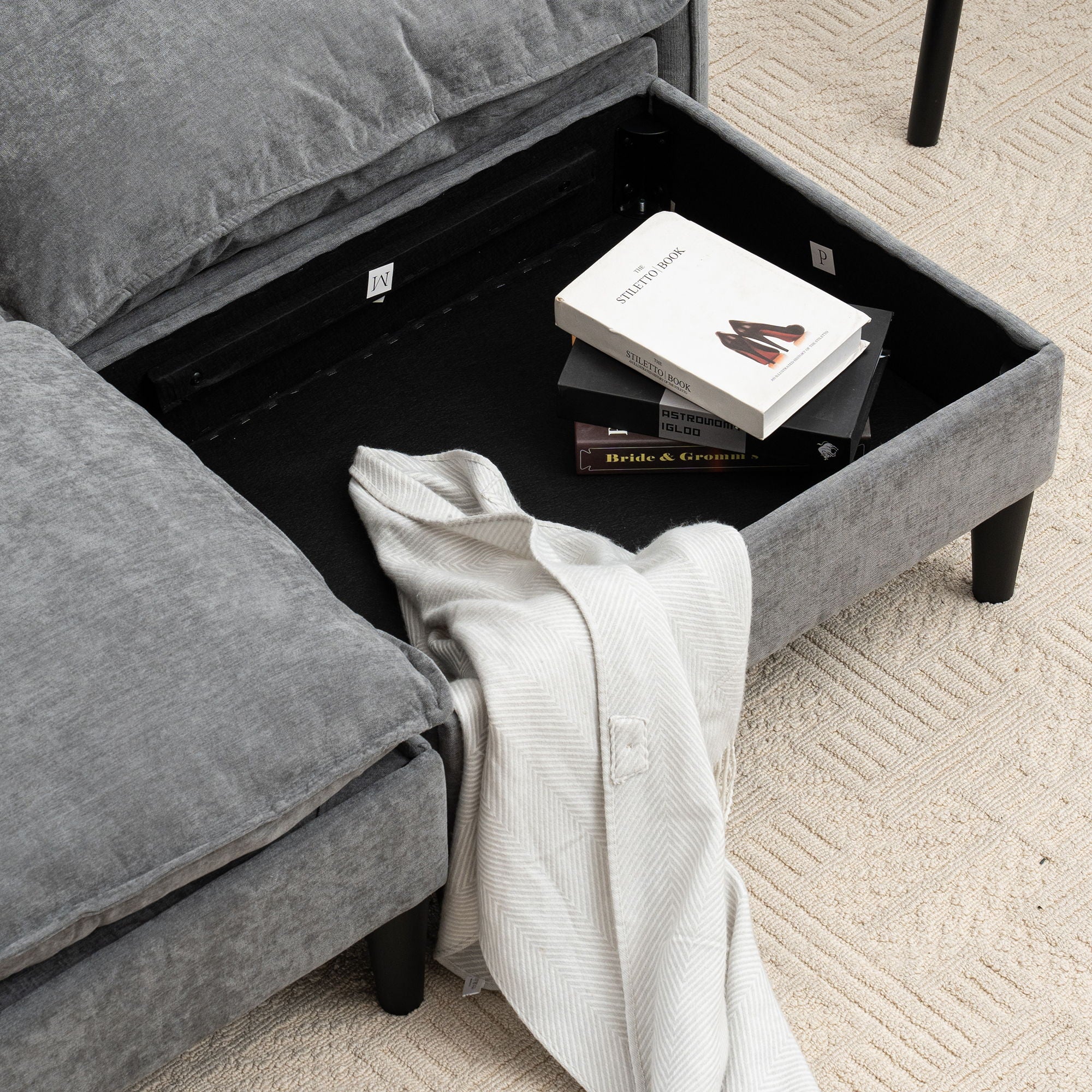 Convertible Combination Sofa With Footstools With Storage