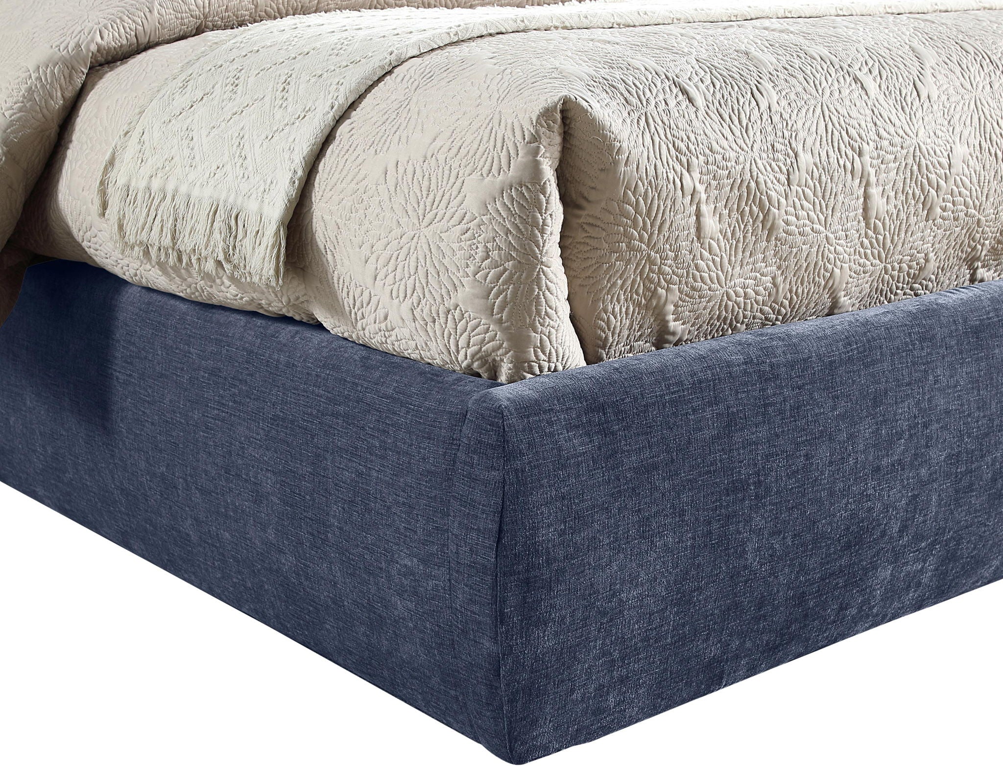 Adam - Chenille Fabric Bed With 89" Headboard