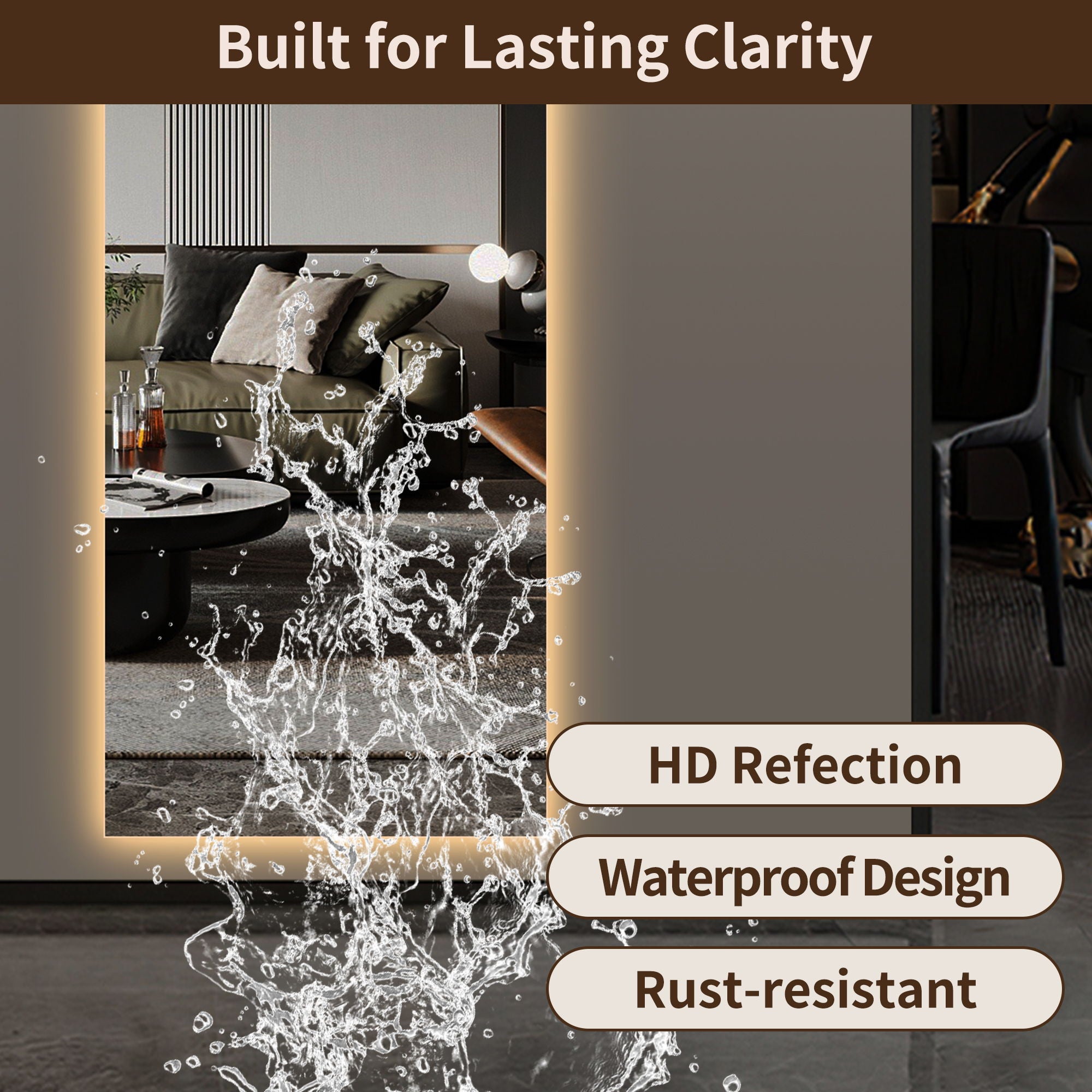 LED Full Length Wall Mirror With Symmetrical Arch Design, 3 Color Dimmable Lighting - Silver