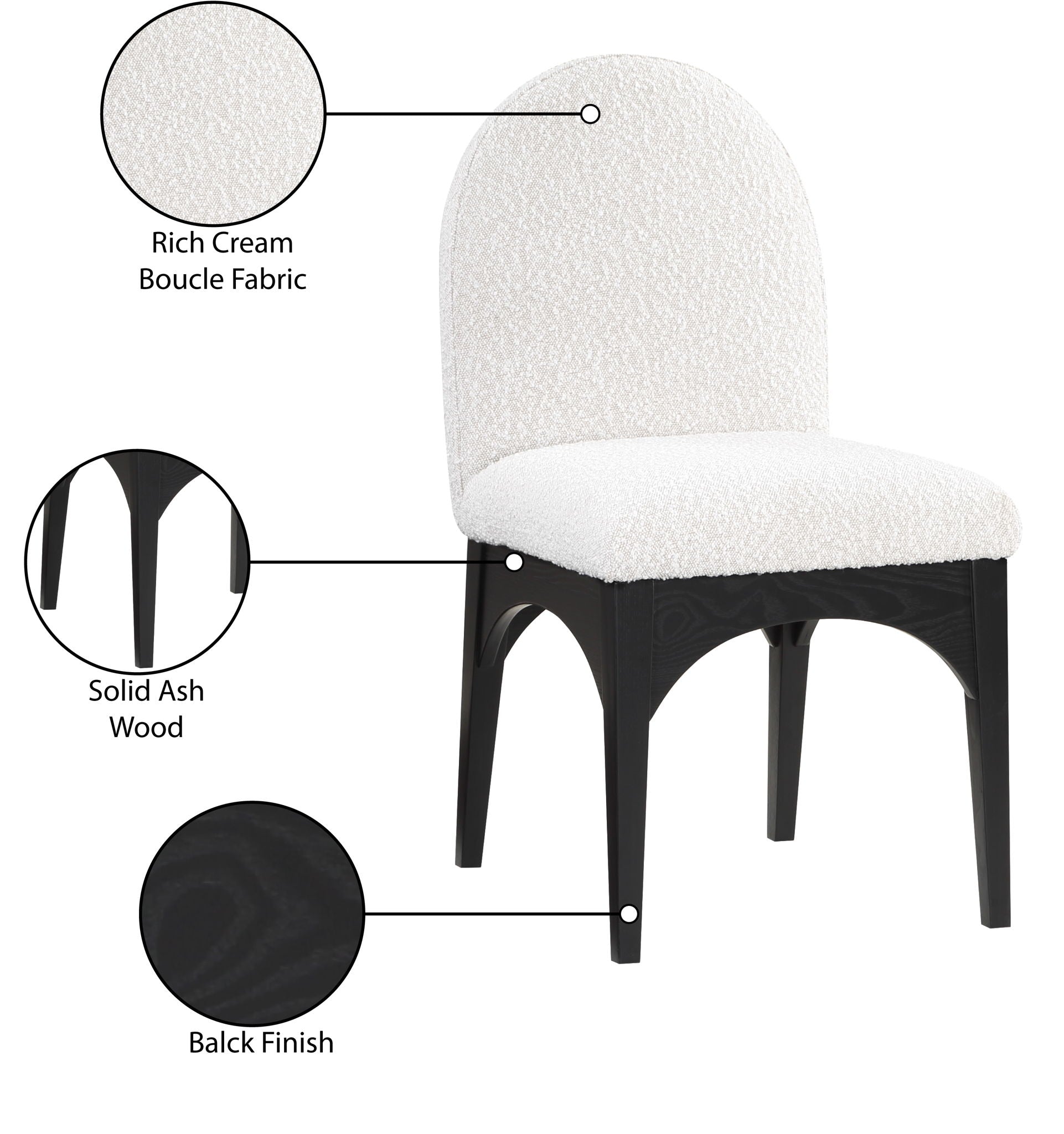 Waldorf - Boucle Dining Side Chair With Black Legs