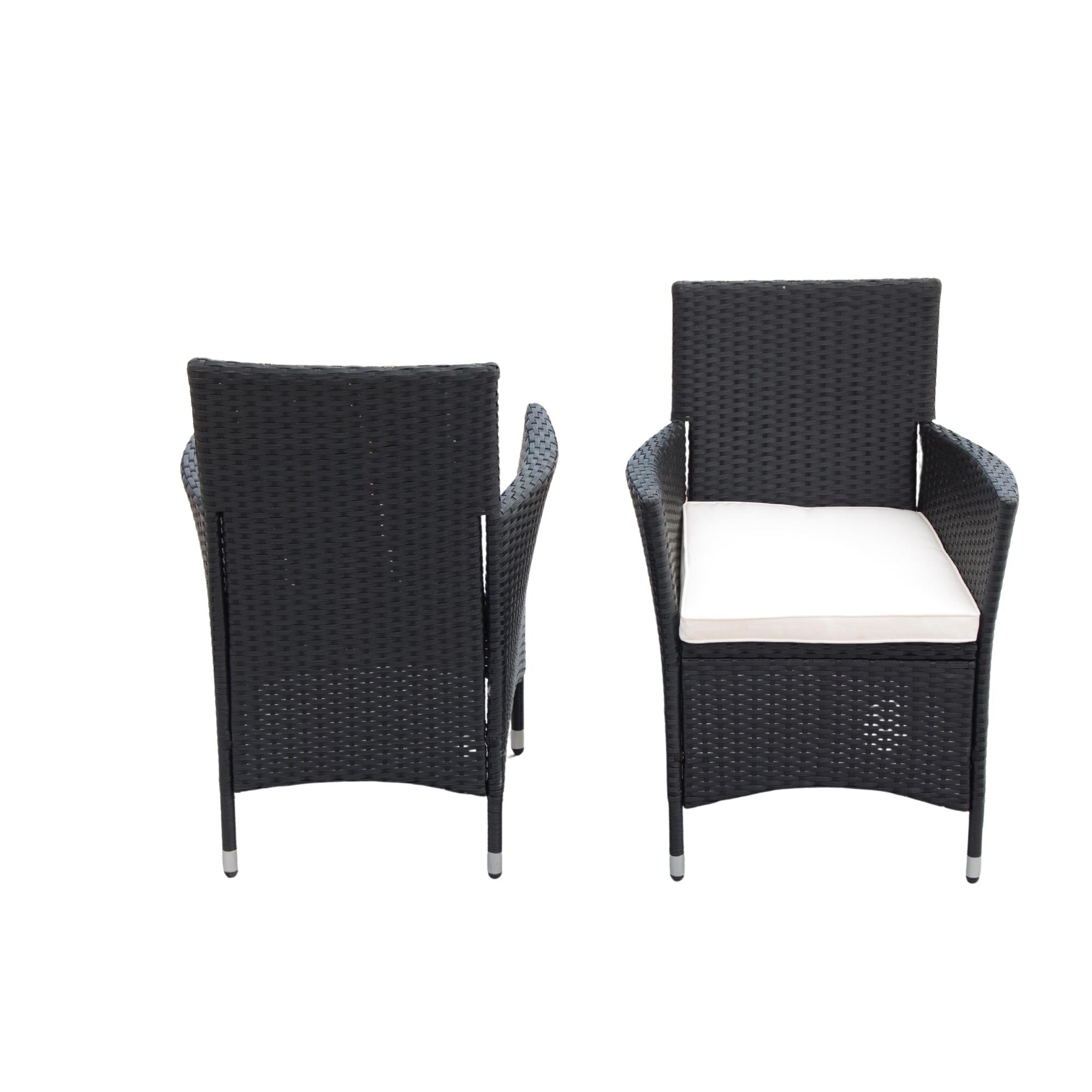 Outdoor Patio Wicker Dining Set With Acacia Wood Top