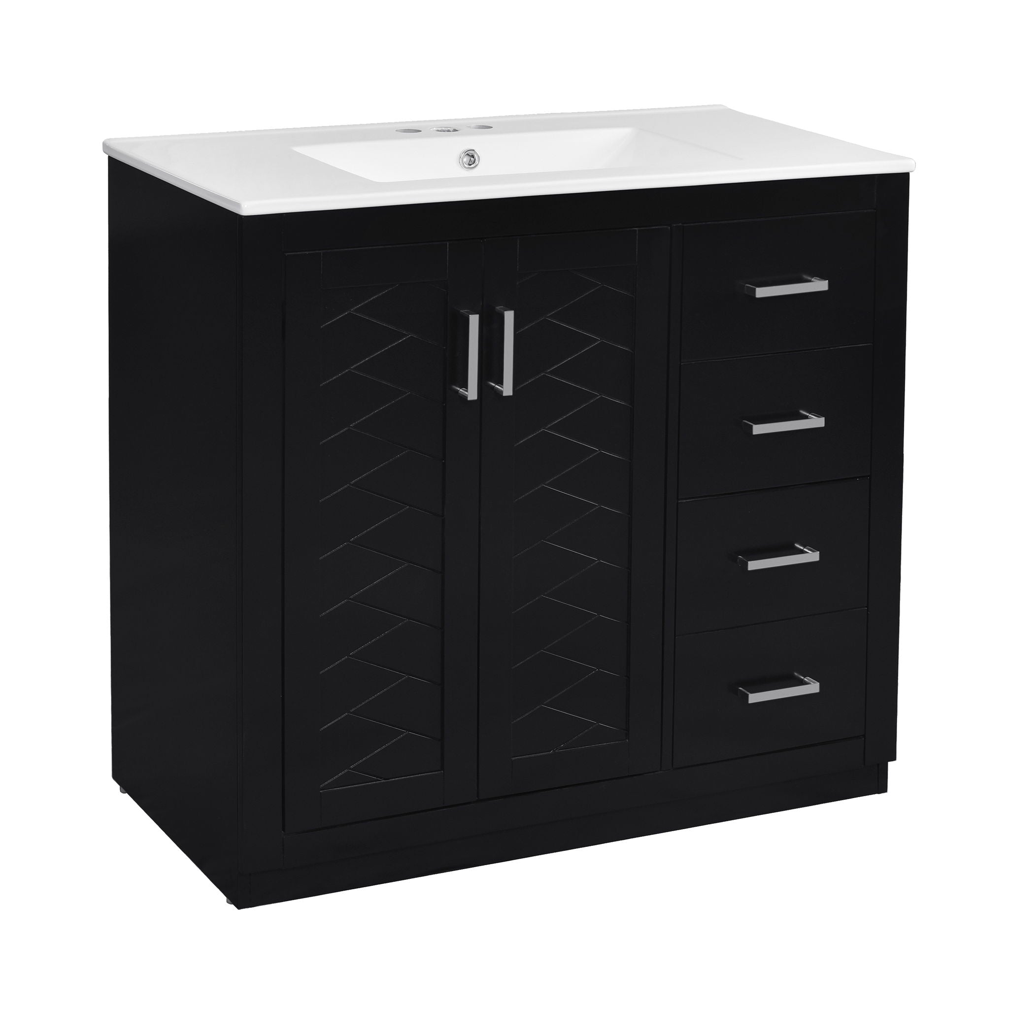 Bathroom Vanity With Sink Combo, Storage Cabinet, Freestanding Set With 3 Drawers & Soft Closing Doors